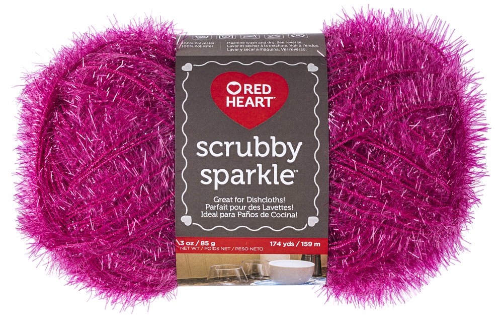 Red Heart Scrubby Sparkle Yarn - Watermelon Color, 100% Polyester, DIY Crochet & Knitting Yarn for Dishcloths, Scrubbies, and Bath Accessories - Perfect for Kitchen Cleaning and Handmade Gifts
