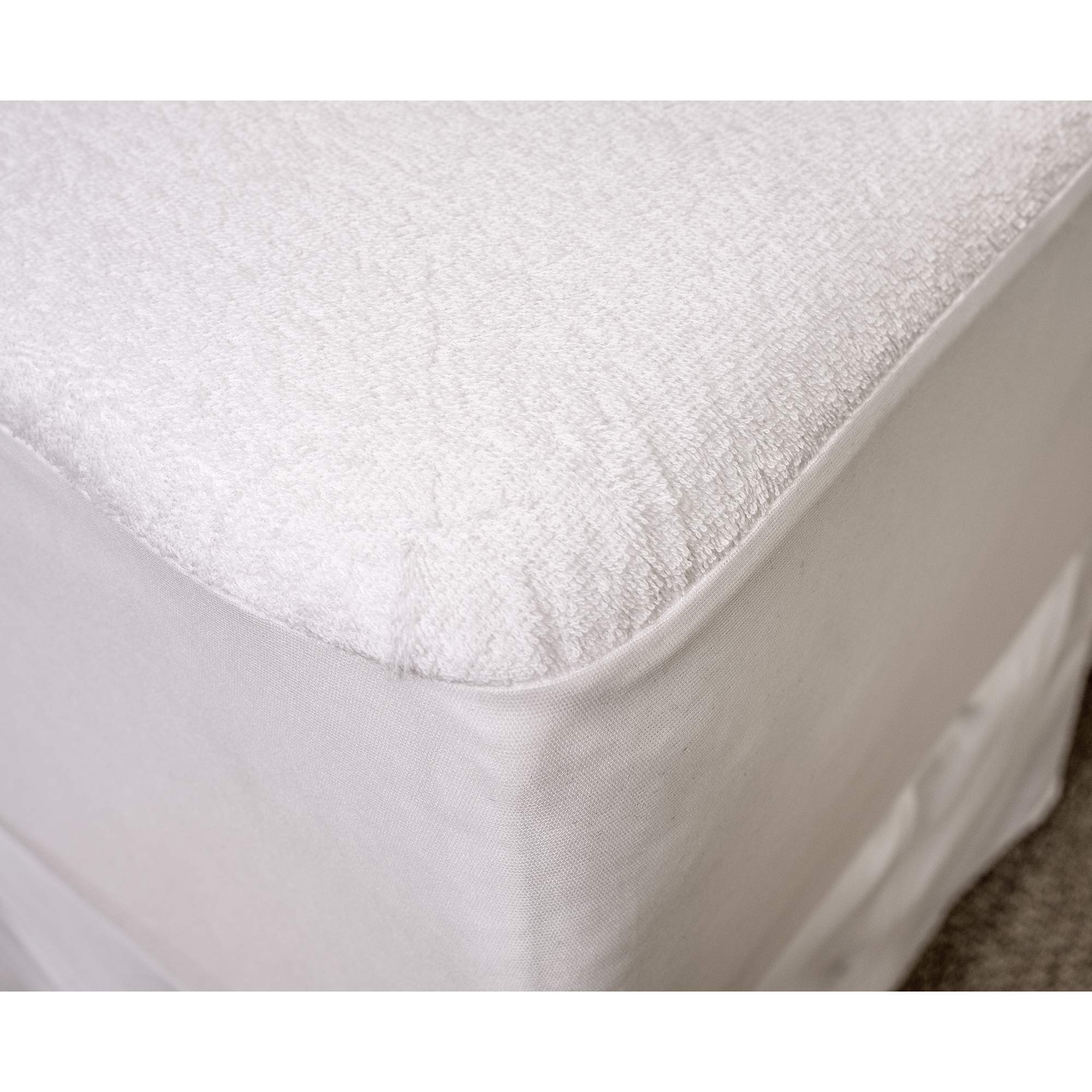 Premium Waterproof Mattress Protector Queen Size - Soft Cotton Cover with Membrane Back Coating - Protects Against Bedwetting, Stains & Allergens - Breathable & Hypoallergenic - White (Pack of 1) - Ideal for Kids, Elderly Care & Allergy Sufferers