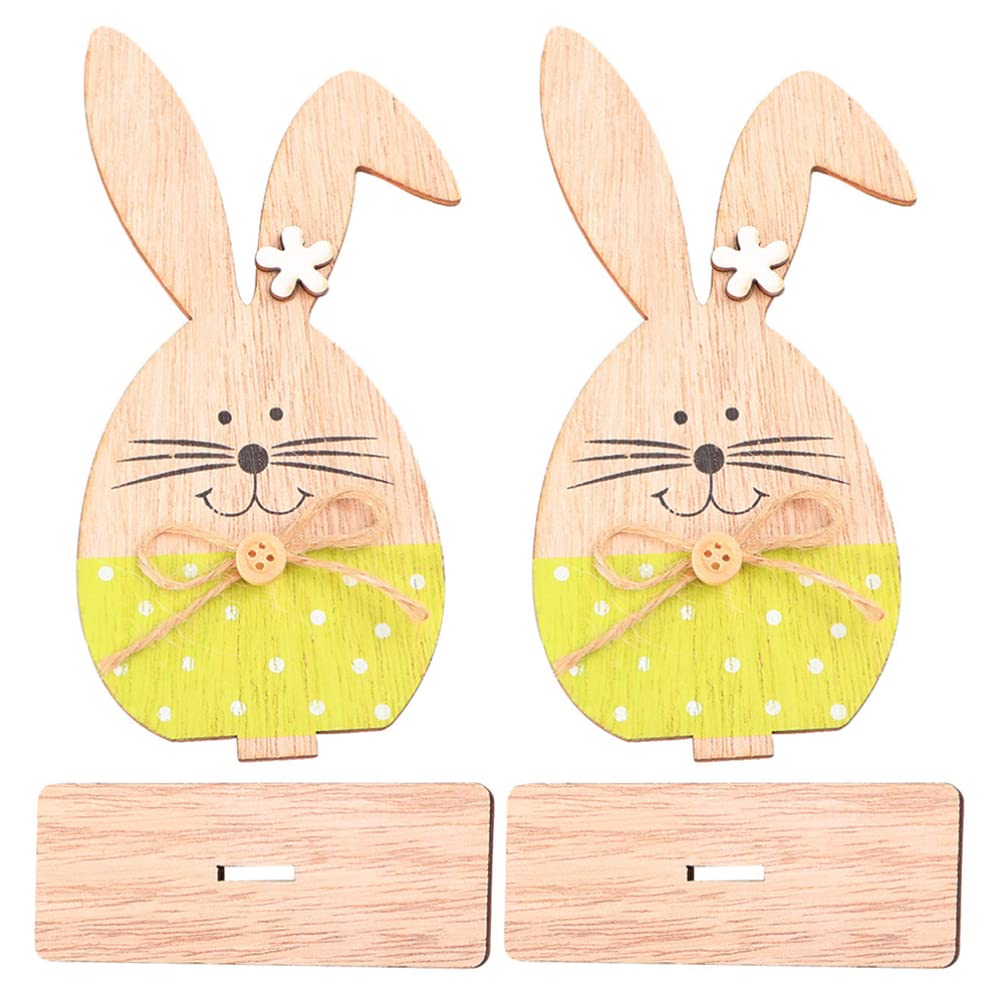 Easter Bunny Wooden Table Sign - 2-Piece Spring Tabletop Decor, Freestanding Rabbit Ornament for Dining Room, Bedroom, Easter Centerpiece | Perfect for Holiday Home Decor, Party Table Settings & Seasonal Gift Ideas