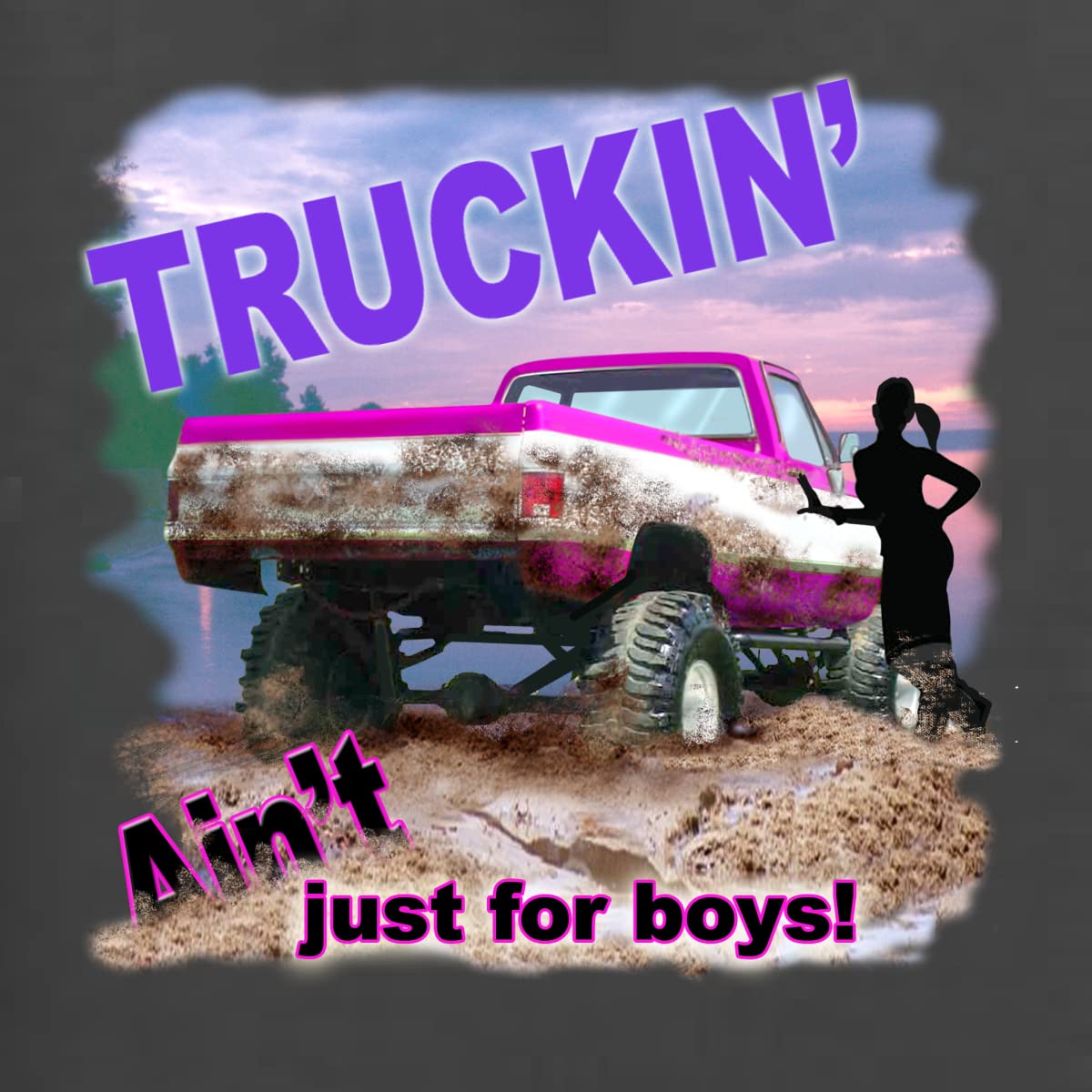 Wild Bobby Truckin' Ain't Just for Boys - Cars & Trucks Graphic Unisex Crewneck Sweatshirt | Casual Streetwear for Men & Women | Perfect for Road Trips, Car Enthusiasts & Everyday Wear