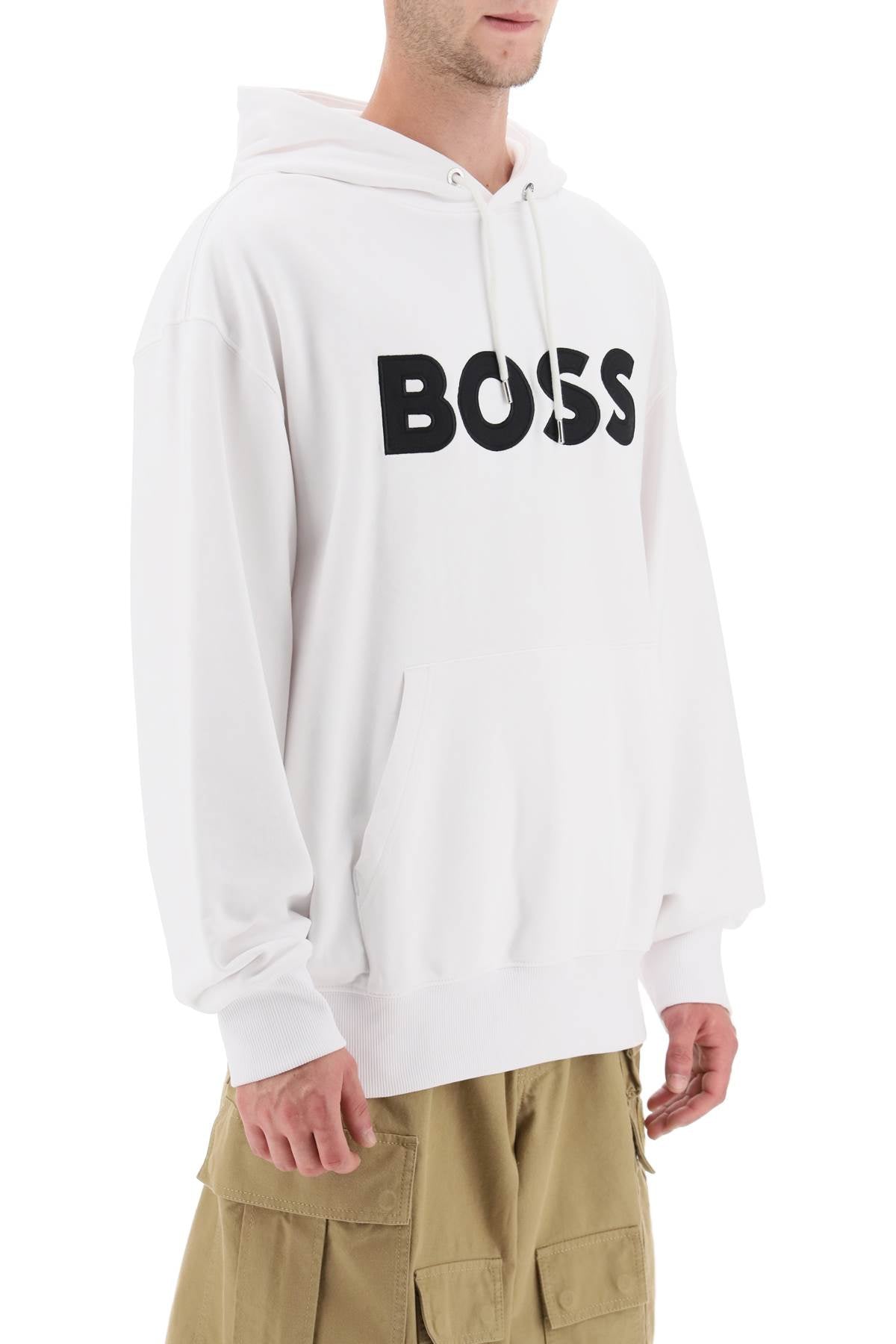 Boss Logo Patch Hoodie - Stylish & Comfortable Men's Zip Up Sweatshirt for Casual Wear & Street Fashion