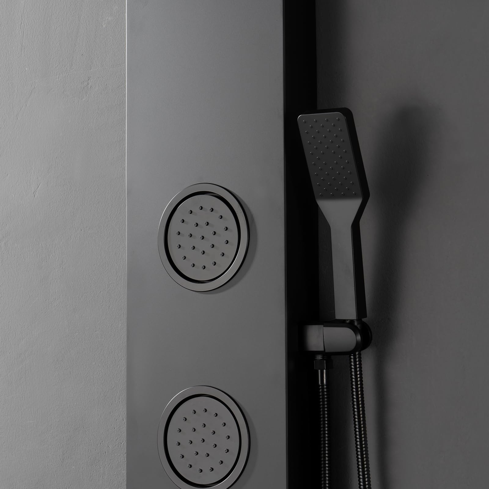 Stainless Steel Multi-Function Shower Panel Tower System with Rainfall Shower Head, 3 Body Jets, Handheld Shower Wand & Tub Spout - Luxury Bathroom Upgrade for Spa-Like Experience