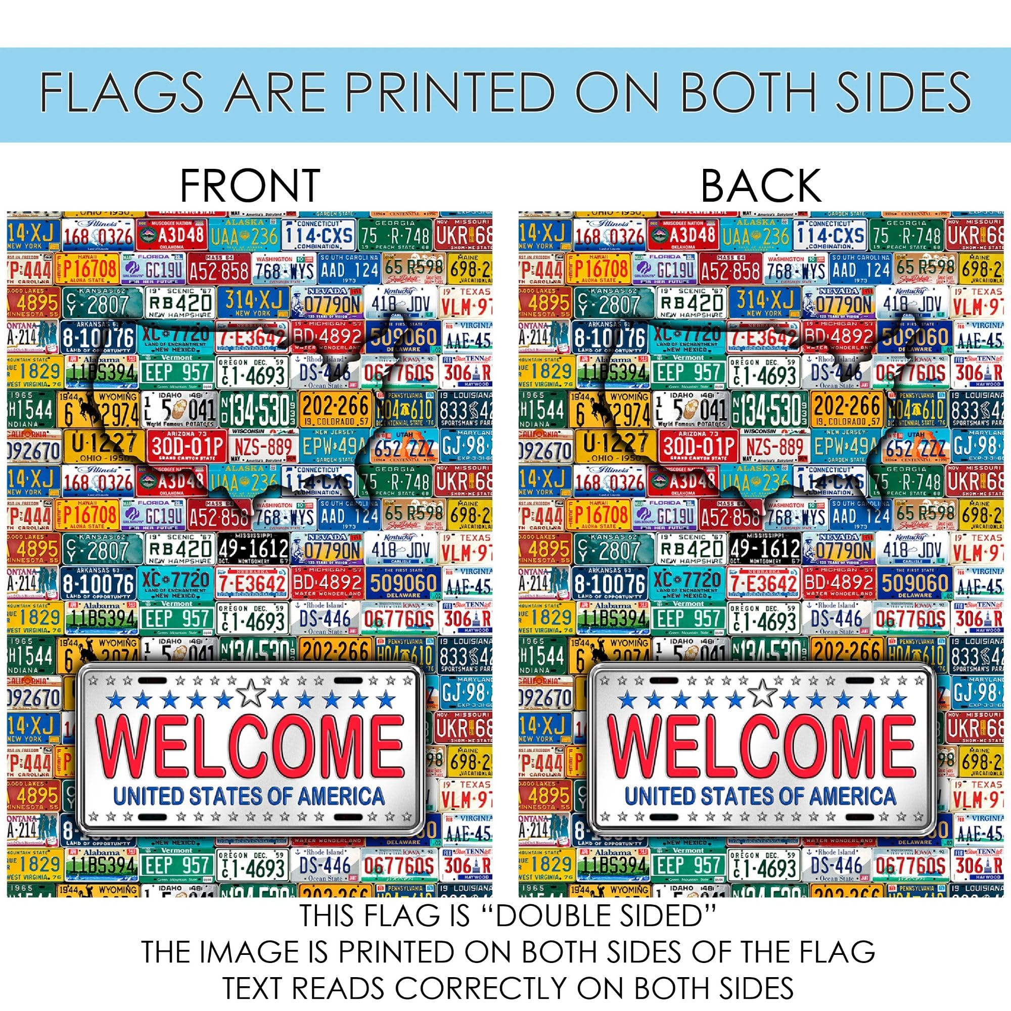 Toland Home Garden 50 States Double Sided Patriotic Garden Flag - 12x18 Inch American Flag Outdoor Decoration for Yard, House & Garden - Perfect for Memorial Day, 4th of July & Patriotic Events