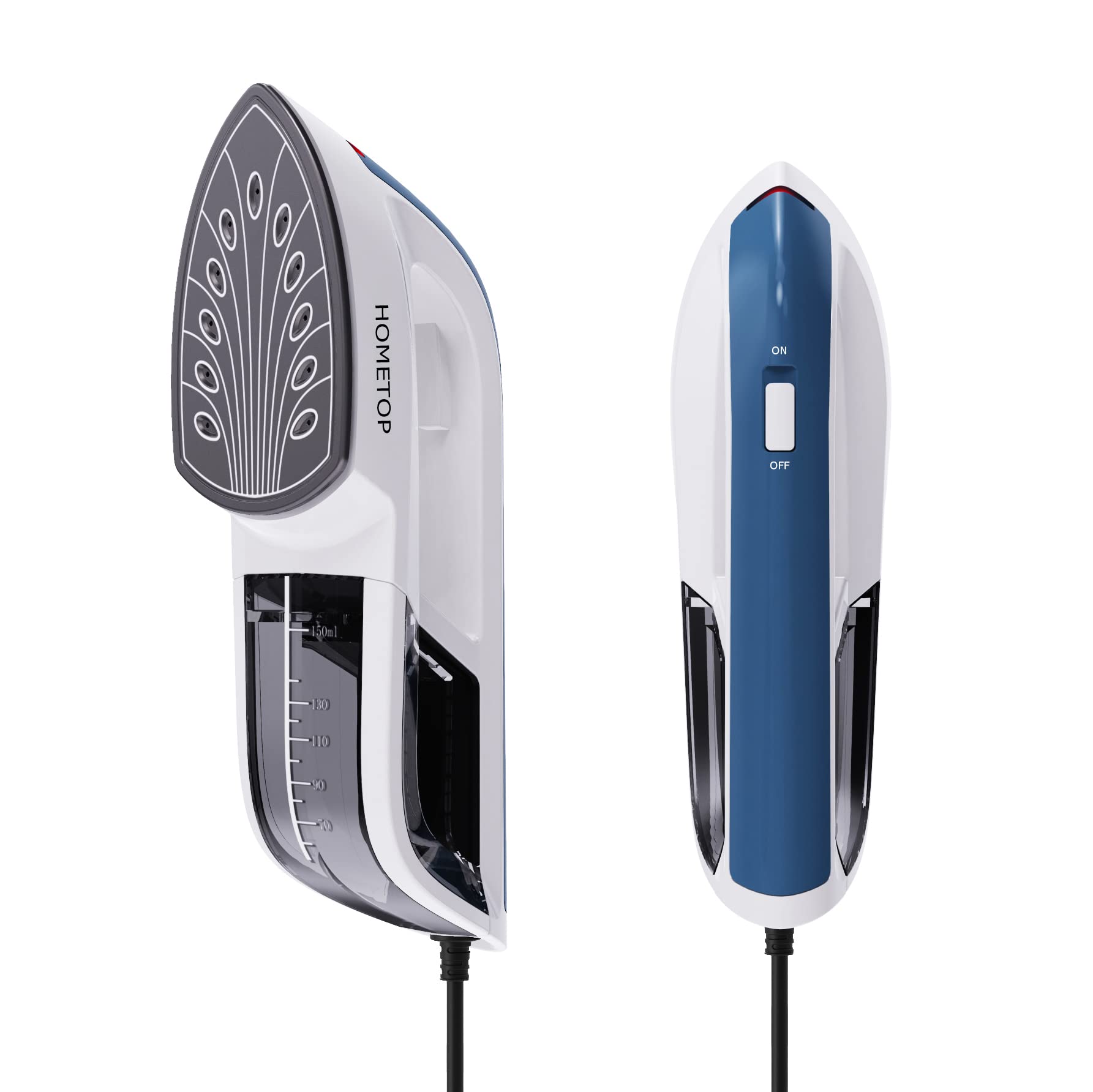 HOMETOP 1300W Professional Handheld Garment Steamer - Fast 40-Second Heat Up, Portable Fabric Wrinkle Remover for Clothes, Dresses & Suits - Ideal for Home Use, Travel & Business Trips (Blue)