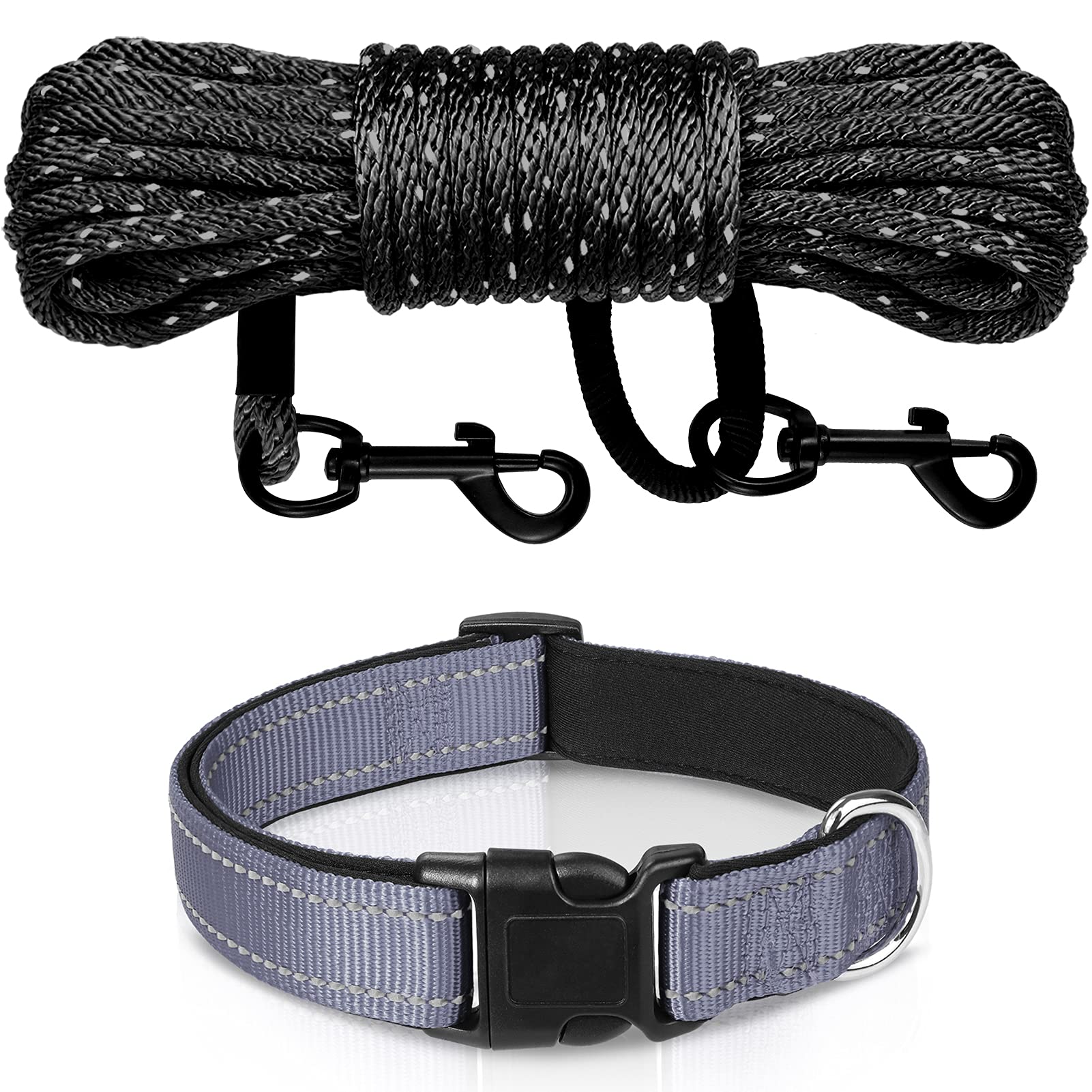 **Joytale 15FT Long Dog Training Leash & XS Dog Collar Set – Reflective Tie-Out Rope & Check Cord for Small Dogs – Perfect for Backyard, Hiking & Outdoor Adventures**