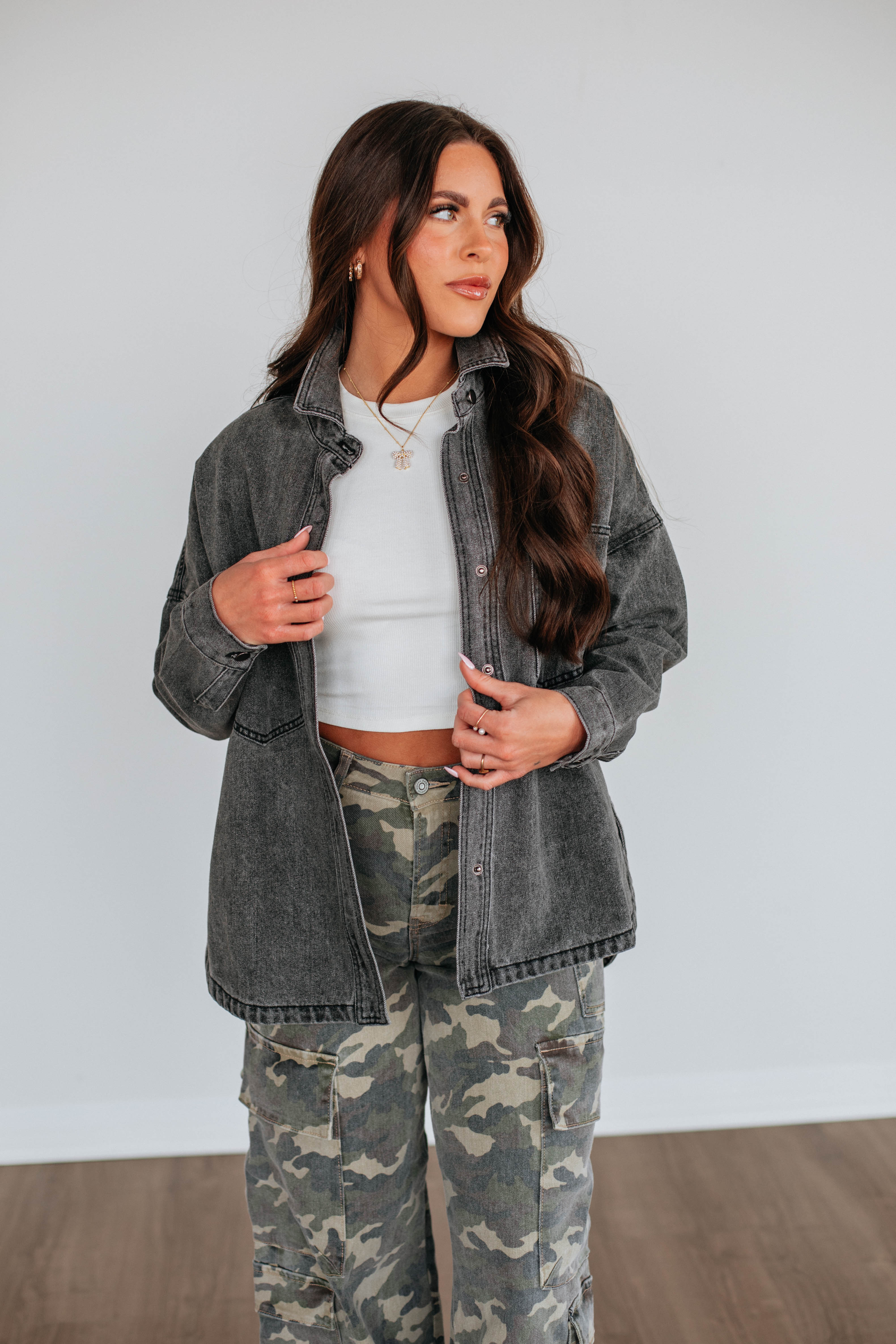 Vintage Black Callahan Denim Shacket for Men - Classic Overshirt Jacket for Casual Outfits & Fall Layering