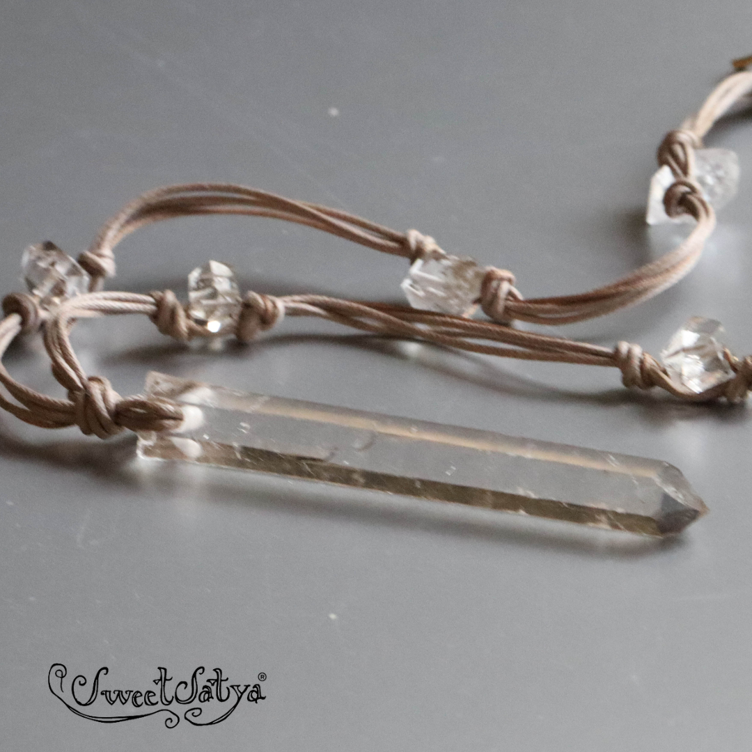 Natural Smoky Quartz Crystal Wand Necklace for Women - Healing Stone Jewelry for Energy Cleansing & Chakra Balancing | Perfect for Meditation, Reiki, and Spiritual Gifts