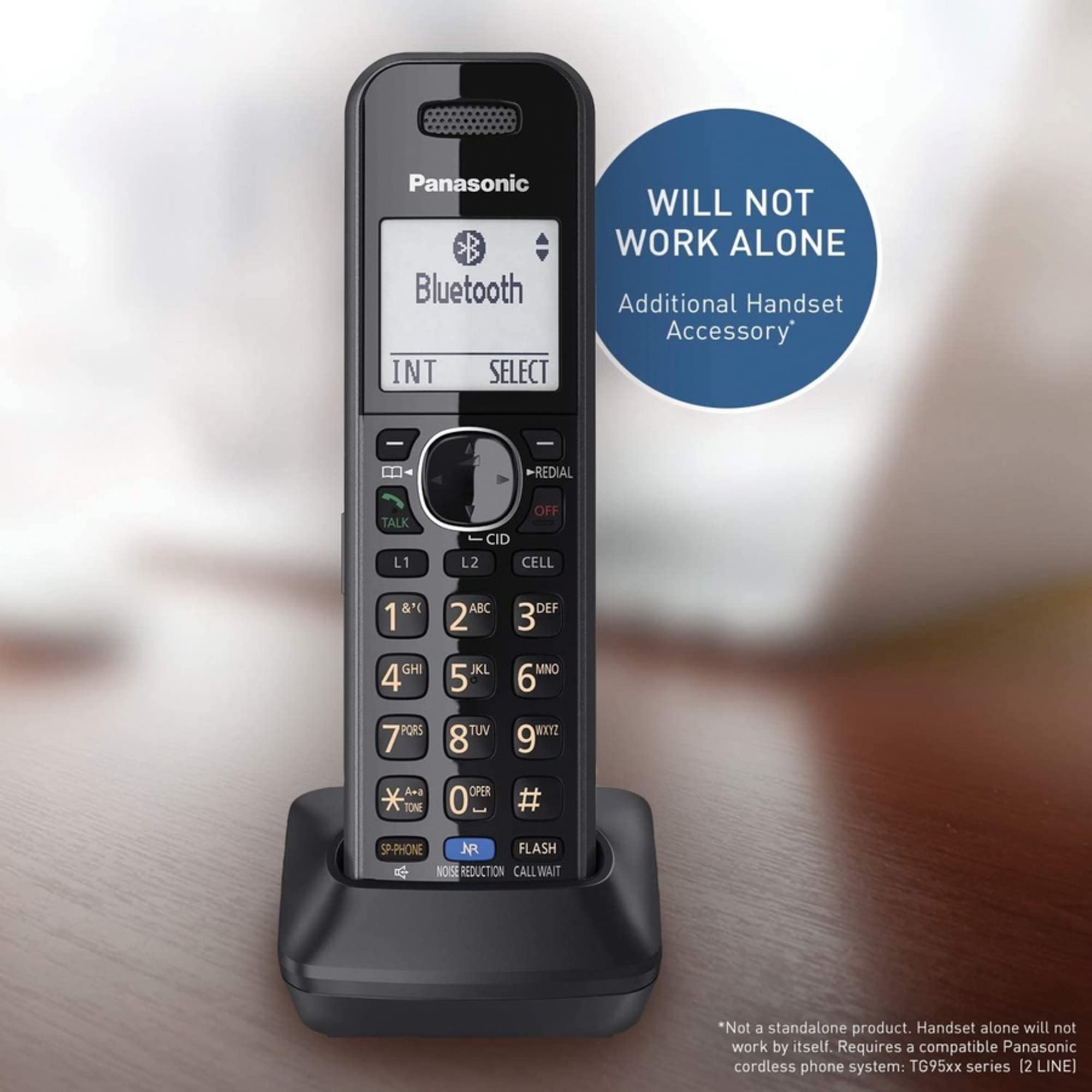 Panasonic KX-TGA950B DECT 6.0 Plus Cordless Phone Handset - Compatible with KX-TG95xx Series 2-Line Business Phones, Headset Jack (Black) - Ideal for Office, Home Office & Conference Calls