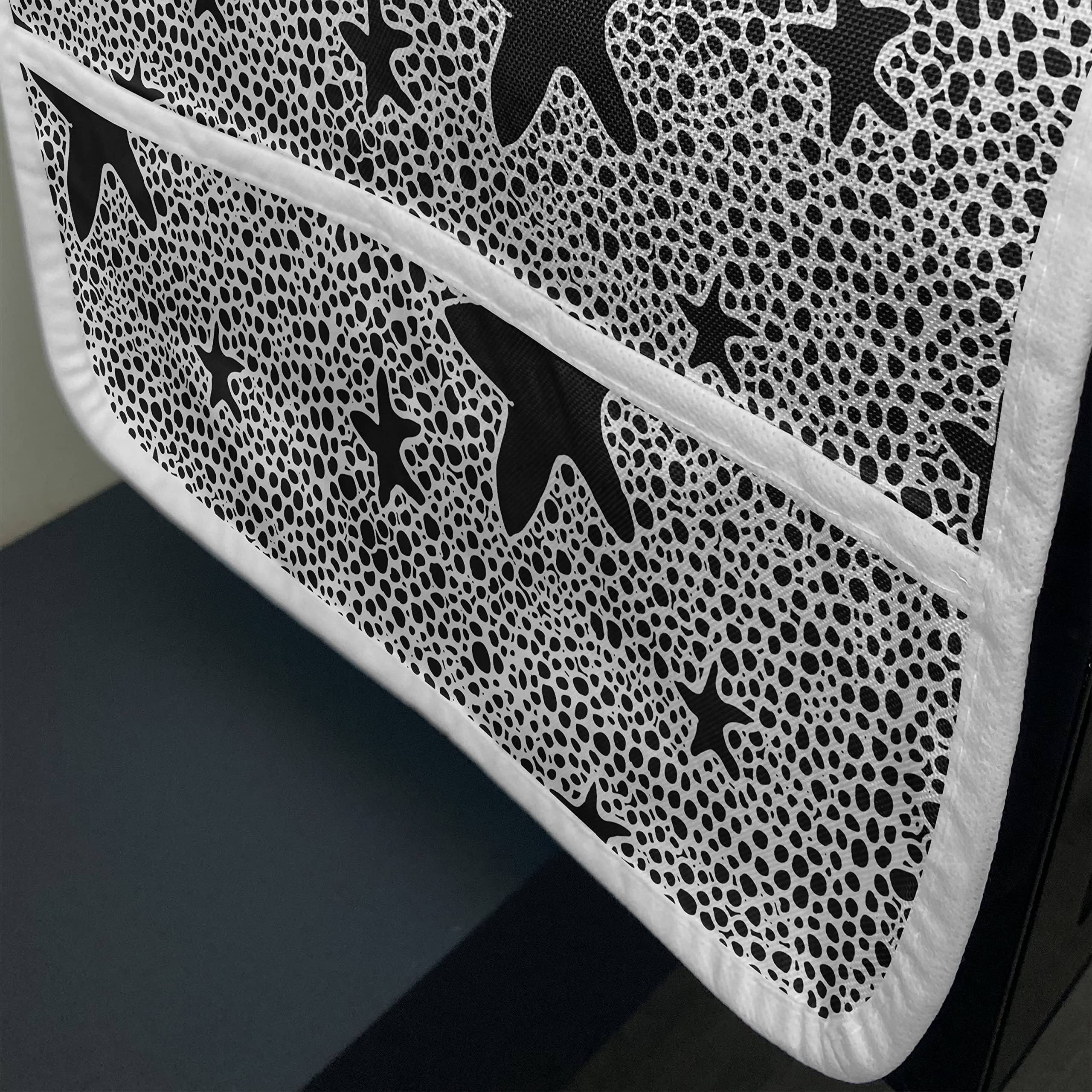 Ambesonne Geometric Microwave Oven Cover - Modern Star Pattern with Hand-Drawn Dots, Waterproof Kitchen Organizer with Pockets, 36