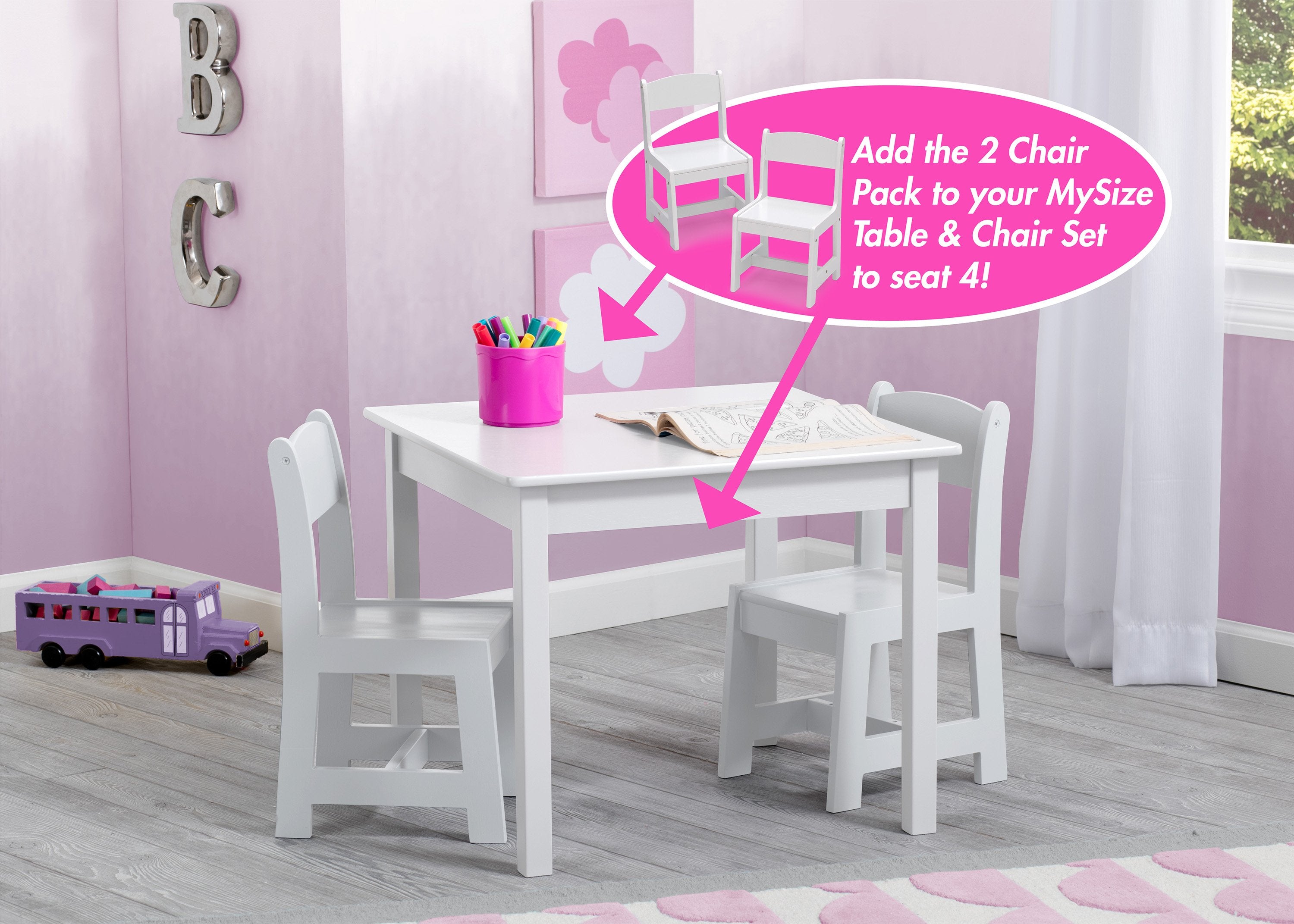 MySize Wooden Kids Chairs for Playroom - Set of 2 Children's Chairs for Reading, Drawing & Playtime - Perfect for Toddler Classroom, Daycare or Home Play Area