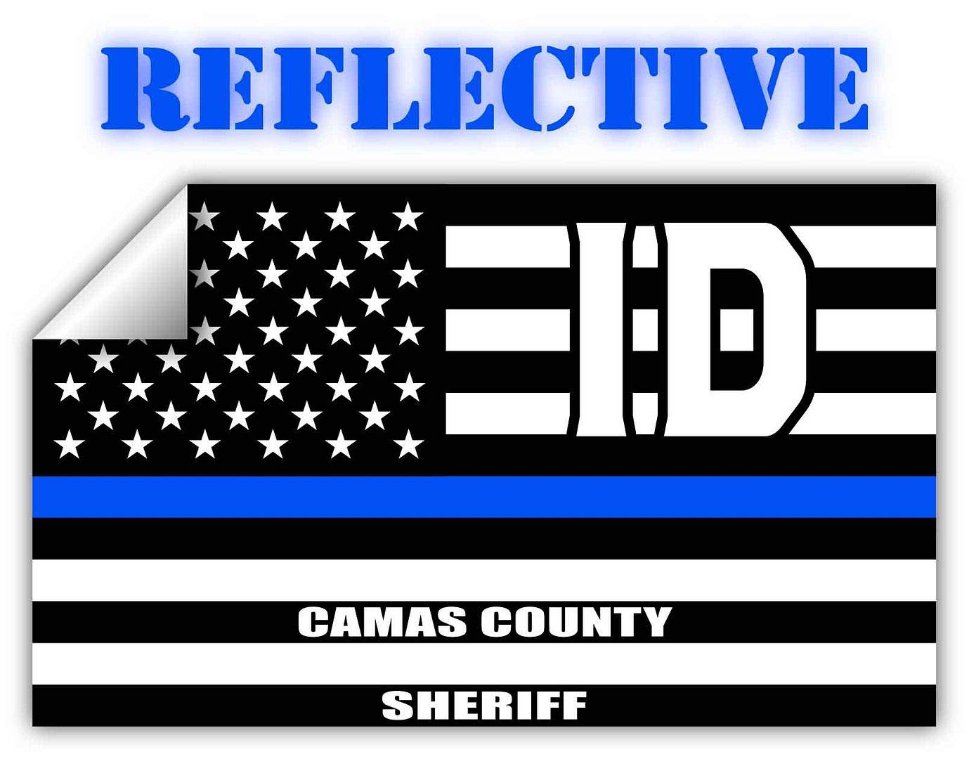 Reflective Camas County Idaho ID Thin Blue Line USA Flag Decal - 3