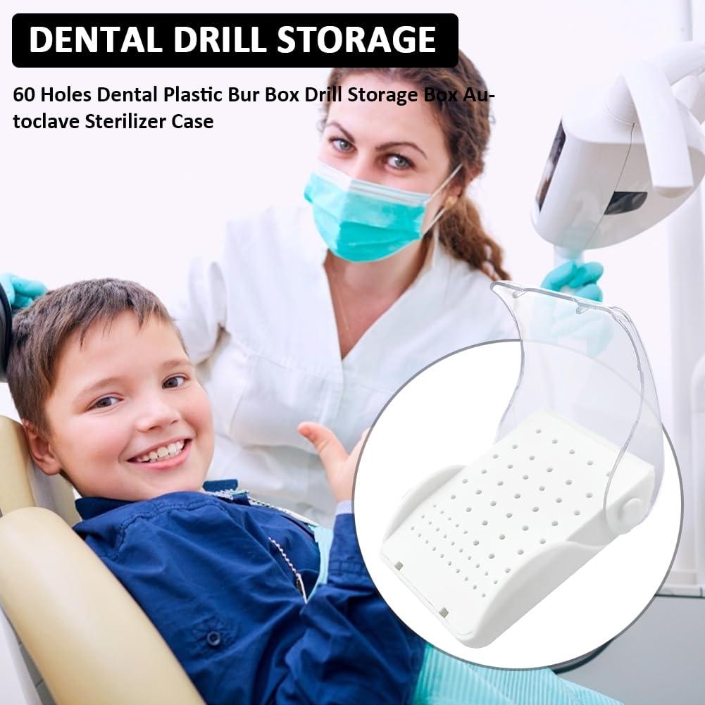 Autoclavable Dental Bur Block Organizer - 60 Hole Holder for Slow & High Speed Burs, Diamond Burs & Dental Drills | Durable Case with Cover | Perfect for Dentist Offices & Dental Clinics
