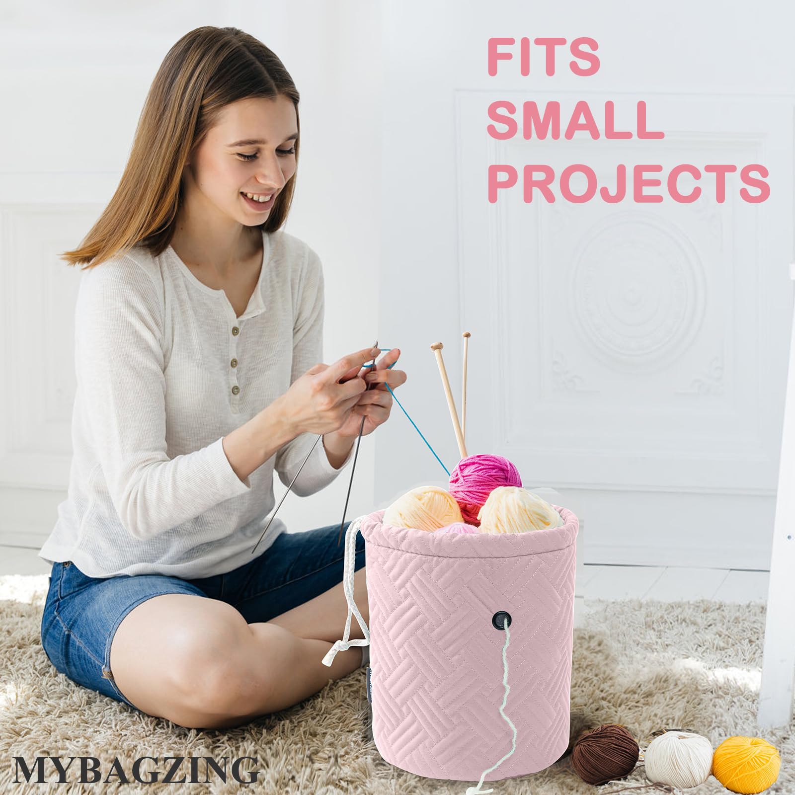 Crochet Yarn Storage Bag with Drawstring - Small Knitting Organizer for Crocheting & Knitting Supplies - Perfect for Beginners, Yarn Holder & Accessories - Ideal for Crafting, Travel & Home Organization