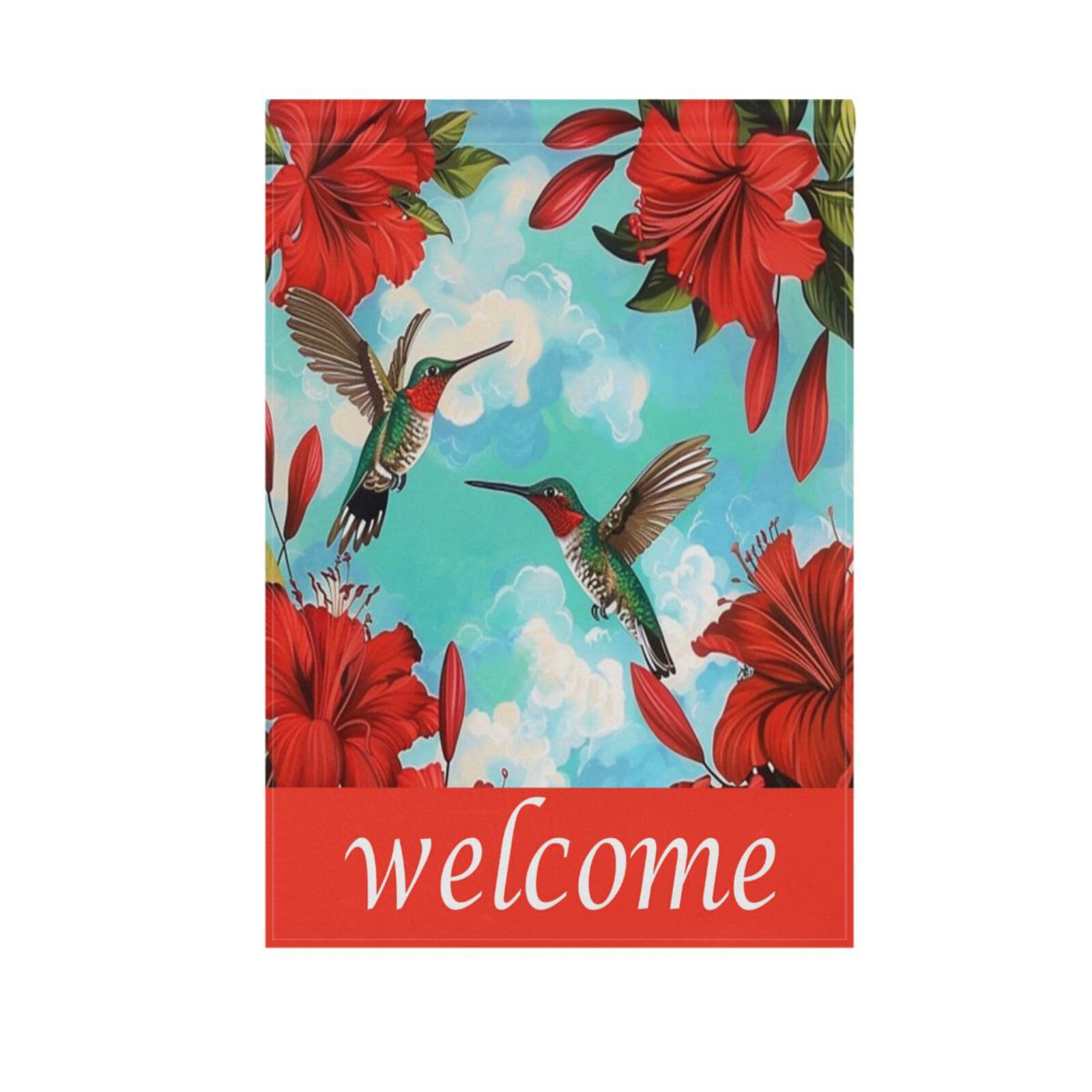 Double Sided Hummingbird & Hibiscus Garden Flag 12x18 Inch - Spring Summer Welcome Decoration for Yard, Lawn, Porch & Farmhouse Outdoor Decor | Perfect for Seasonal Home & Garden Display