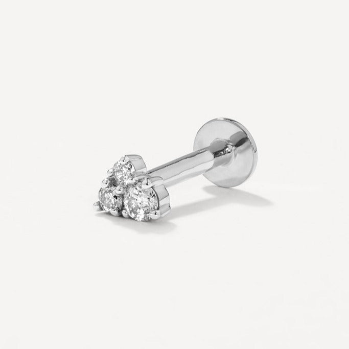 Silver Diamond Trio Helix Single Stud Earrings for Women - Perfect for Everyday Wear, Parties & Special Occasions