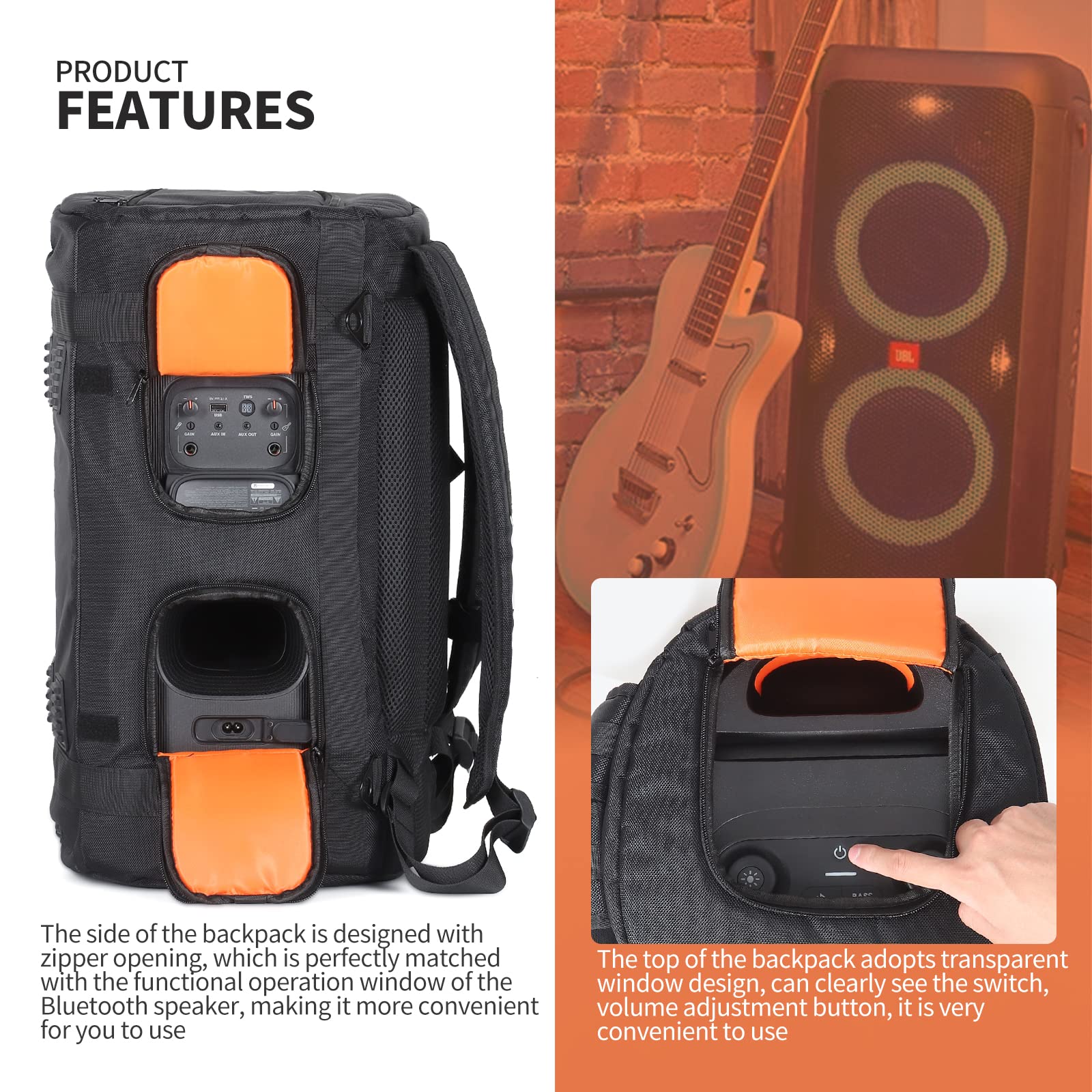 JBL Partybox 110 Speaker Bag - Waterproof Portable Carrying Case for JBL Partybox 110/120 Bluetooth Speakers - Travel Storage Backpack for Outdoor Parties, Camping & Events