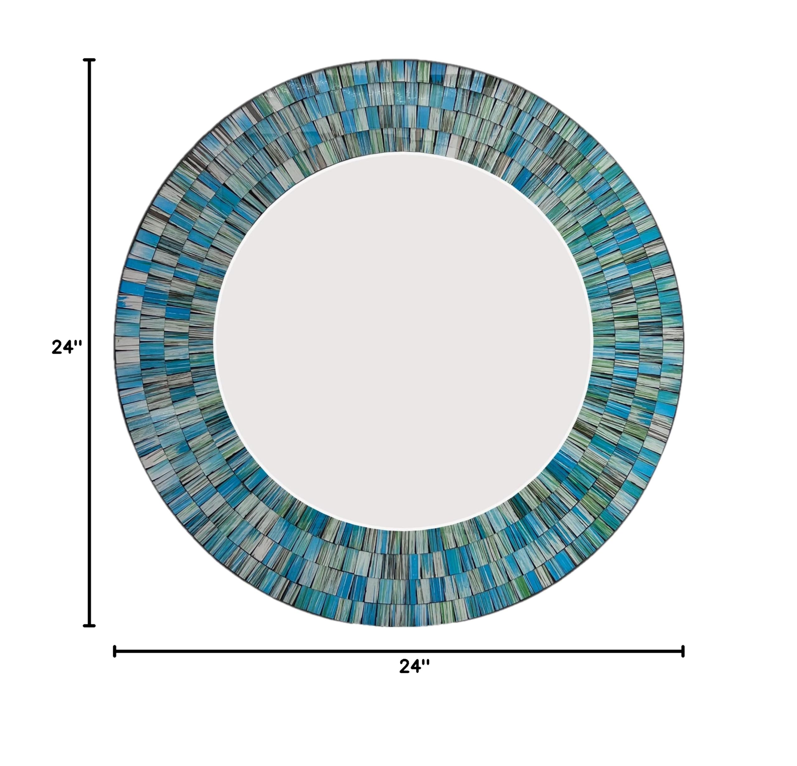 Handcrafted Turquoise Mosaic Wall Mirror - 24