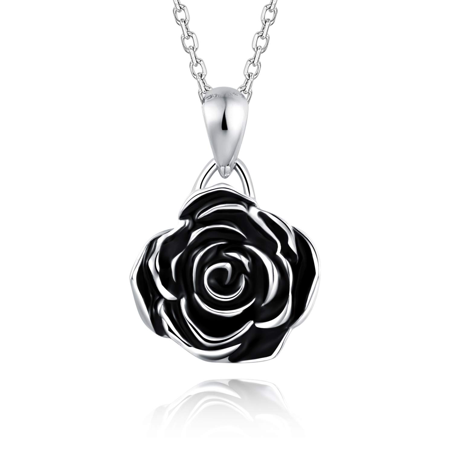 BEILIN 925 Sterling Silver Rose Flower Necklace for Women - Elegant Rose Pendant Jewelry Gift for Her, Perfect for Valentine's Day, Anniversary & Special Occasions