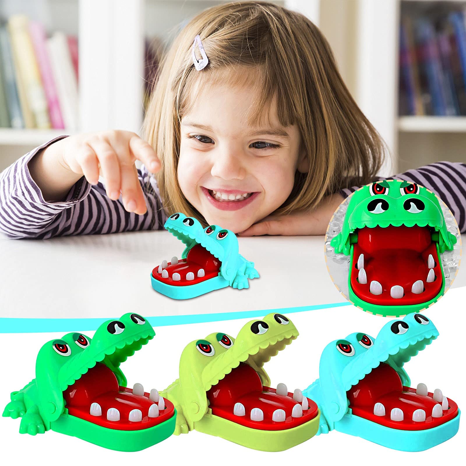 Alligator Dentist Game for Kids - Fun Crocodile Teeth Biting Finger Toy, Mini Stress Relief & Party Novelty Game (Blue) - Perfect for Birthday Parties, Family Gatherings & Classroom Activities