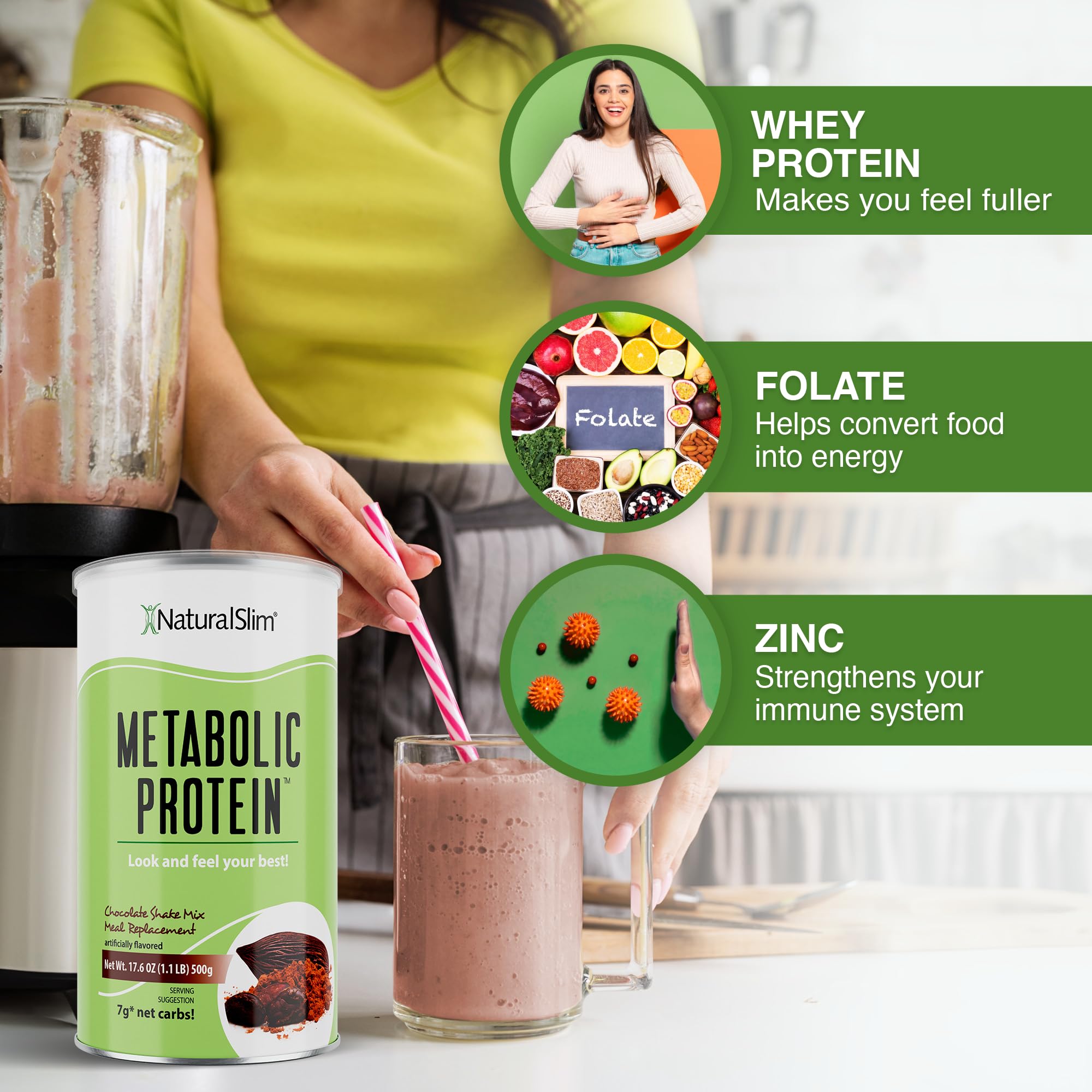 NaturalSlim Meal Replacement Protein Powder Chocolate - Low Carb Breakfast Shake for Weight Loss & Metabolism Support - Helps Curb Cravings & Hunger - 10 Servings (17.6oz) - Perfect for Busy Mornings, Post-Workout Recovery & Healthy Meal Prep