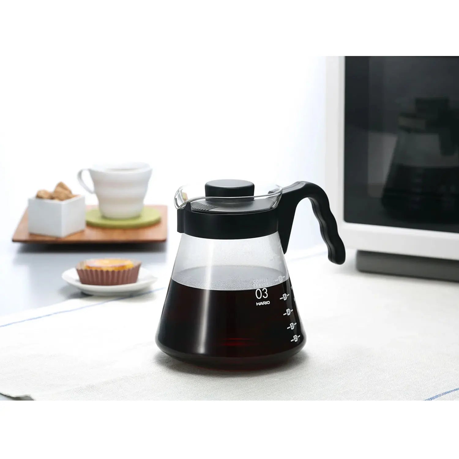 Hario V60 Heat Resistant Glass Coffee Server with Wide Spout - Perfect for Pour Over Coffee Brewing at Home or Cafe
