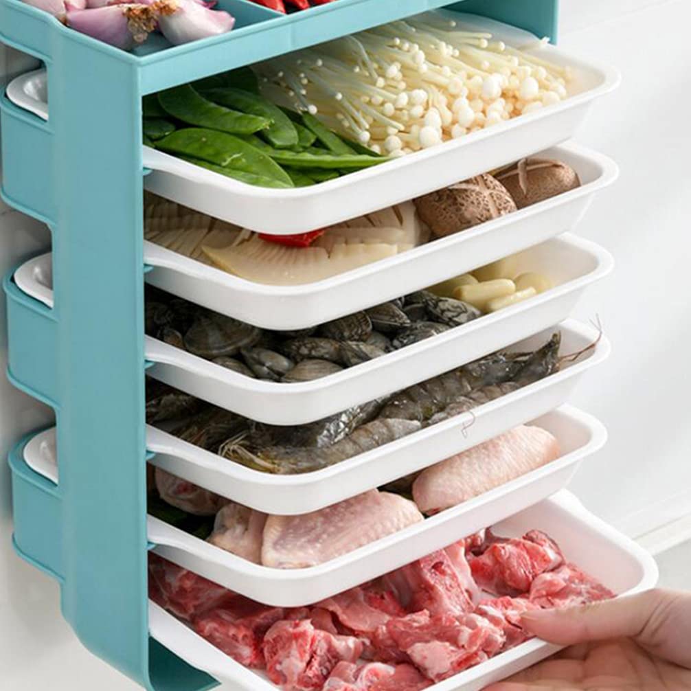 DOITOOL Wall Mounted Food Prep Tray - Multilayer Plastic Storage Shelves for Cooking, Hot Pot, Grilling & Barbecue - Space Saving Kitchen Organizer for Plates, Dishes & Utensils - Perfect for Small Kitchens, Camping & Outdoor Cooking