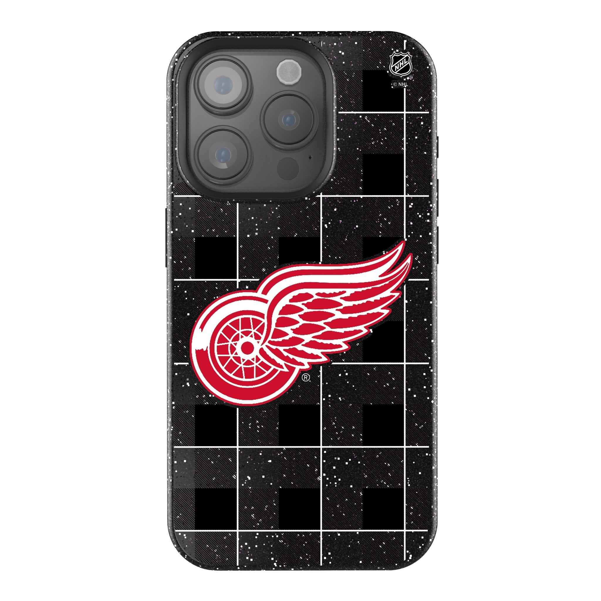 Detroit Red Wings Plaid Bling Rhinestone Phone Case for iPhone & Samsung - Stylish Protective Cover for Hockey Fans & Game Day Accessories