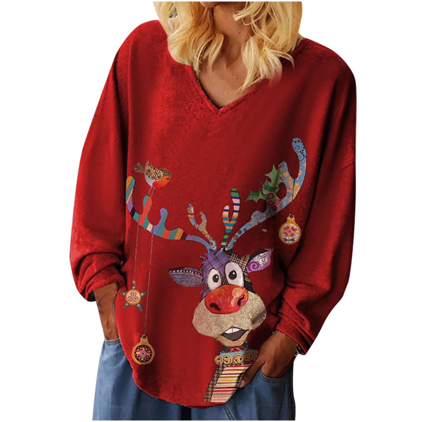 2022 Women's Long Sleeve Graphic T-Shirts - Soft Casual Loose Fit Printed Blouse Tops & Sweatshirts | Perfect for Everyday Wear, Office Outfits and Weekend Street Style