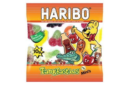 Haribo Tangfastics Sour Gummy Candy Mini Bags (Box of 100) - Perfect for Halloween Treats, Party Favors & Office Snacks