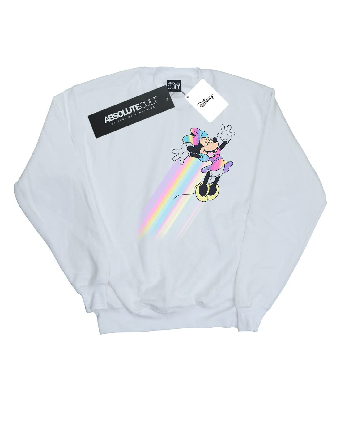 Disney Minnie Mouse Whoosh Graphic Sweatshirt for Women - White, Medium | Cute Casual Pullover for Disney Fans, Theme Parks & Cozy Outings