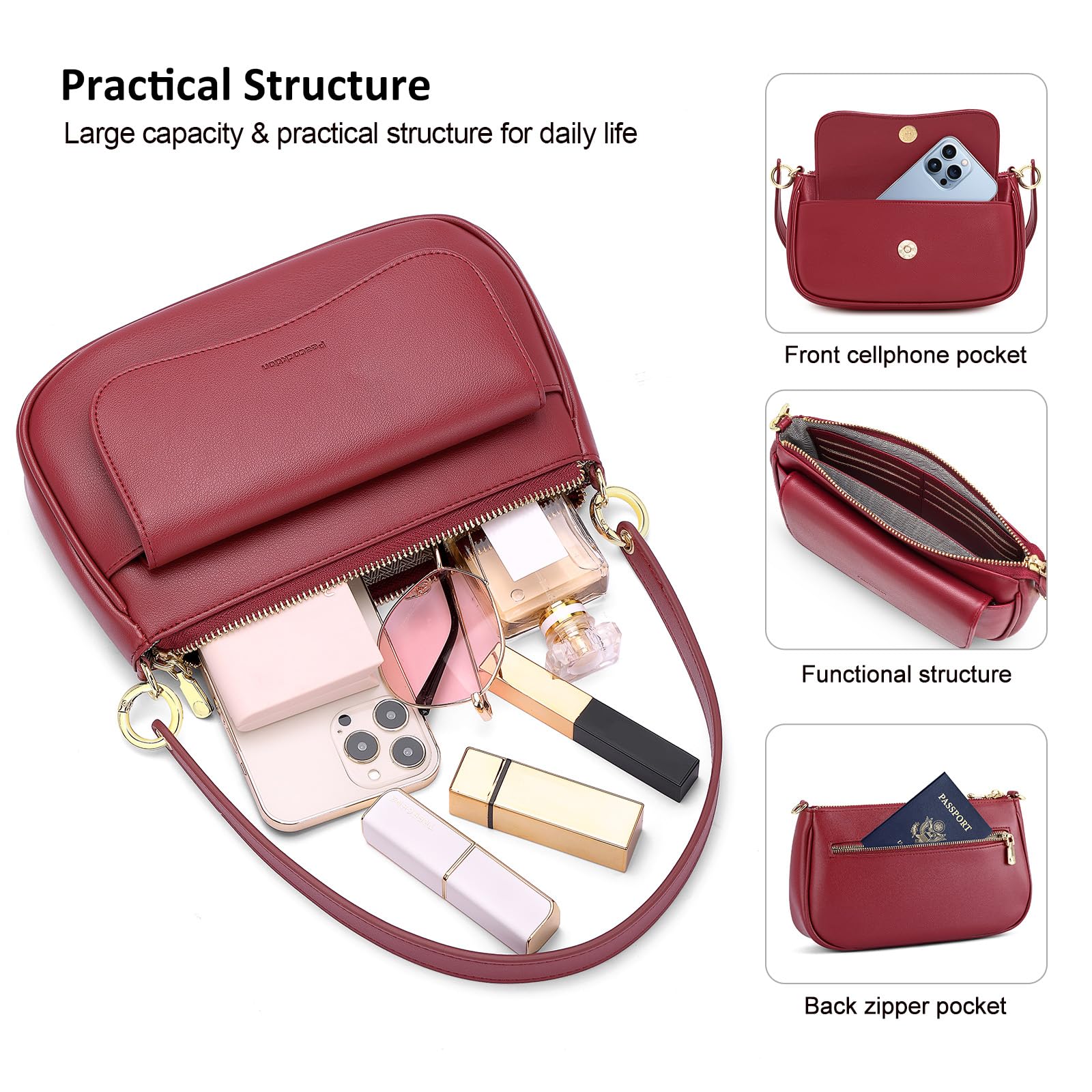 Peacocktion Vegan Leather Crossbody Bag for Women - Casual & Travel Use