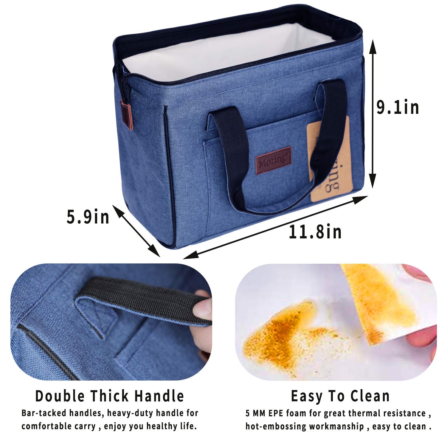 **Insulated Lunch Bag for Work & Outdoor - Reusable Lunch Box for Women & Men, Leak-Proof & Eco-Friendly (Blue) - Perfect for Office, School, Picnics & Travel**