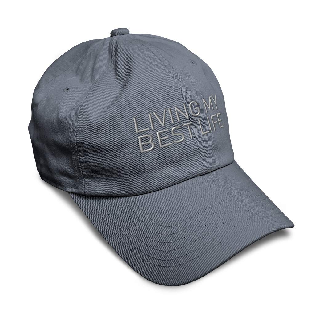 Soft Baseball Cap for Men & Women - 'Living My Best Life' Embroidery Twill Cotton Dad Hat - Perfect for Outdoor Activities, Sports & Casual Wear