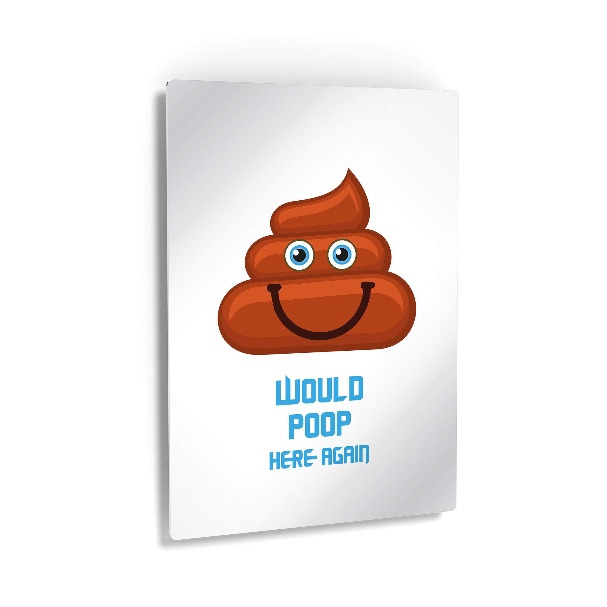 Funny Bathroom Sign - 'Would Poop Here Again' Metal Wall Art | 40x30 Inch Ready-to-Hang Home Decor | Humorous Toilet Quote for Kids & Adults | Perfect for Bathroom, Powder Room or Man Cave | Made in USA