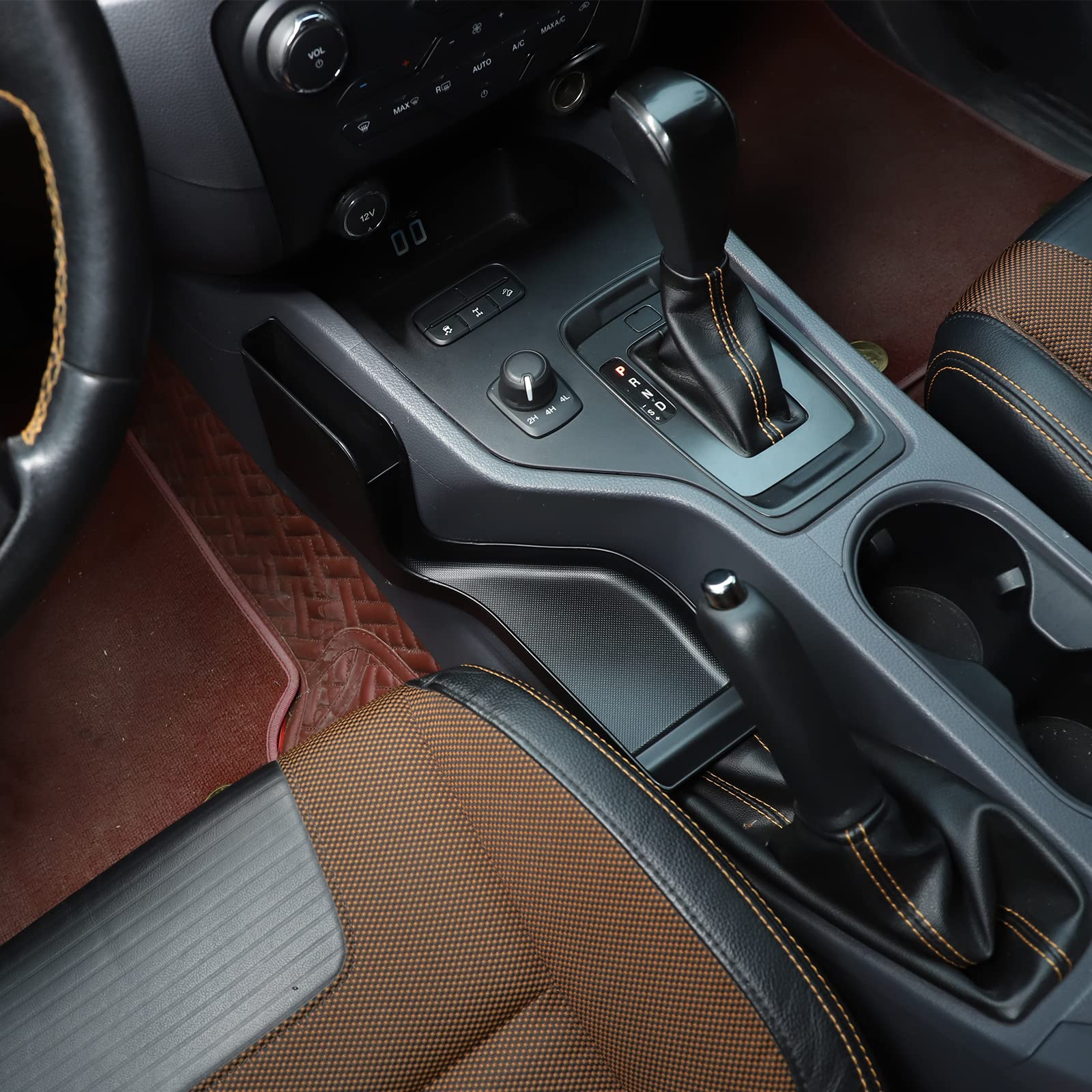 PIUGILH Car Console Organizer for Ford Ranger Wildtrak 2015-2021 - Premium Center Console Storage Box with Side Pocket Organizer & Phone Holder - Perfect for Road Trips, Commuting & Daily Driving Accessories
