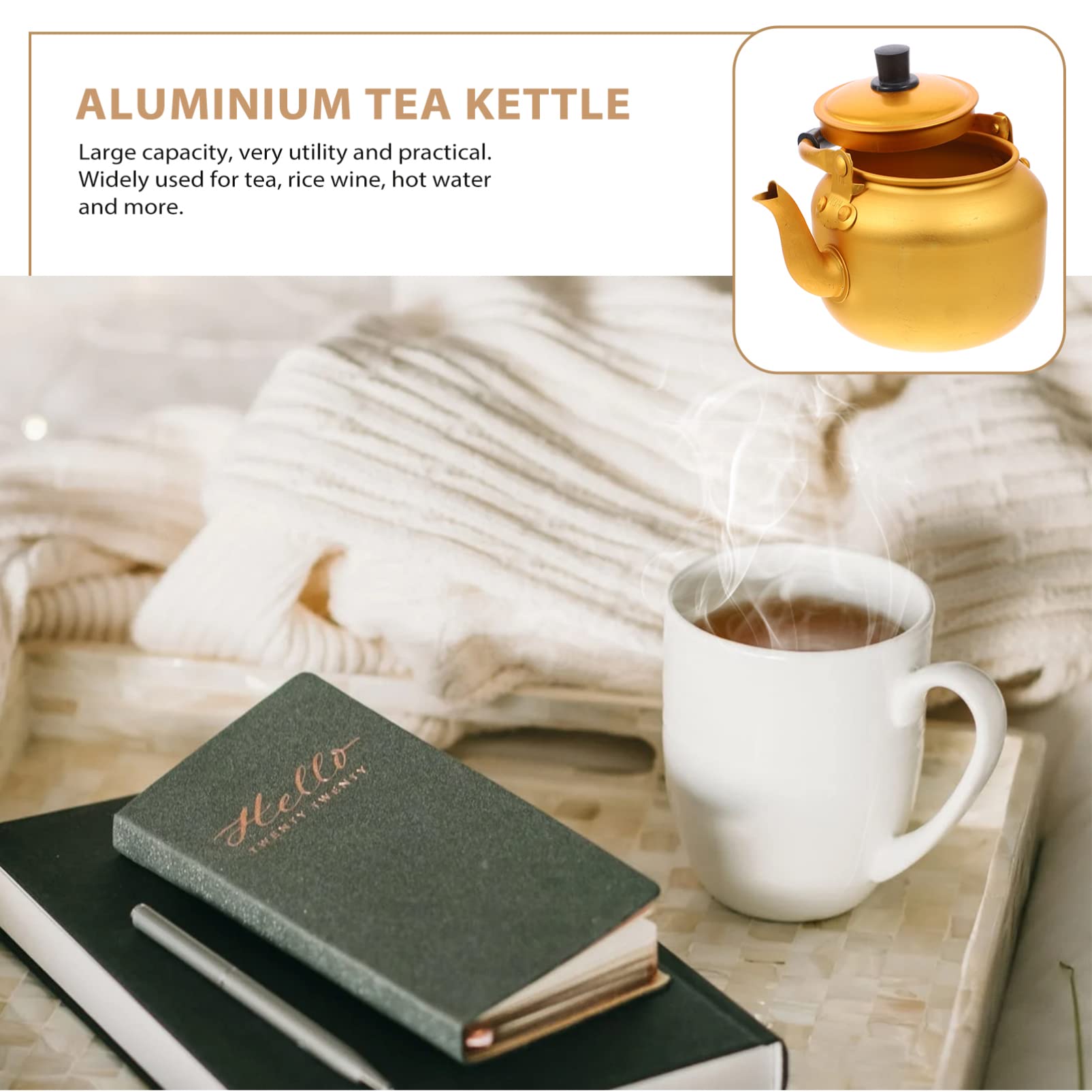 UPKOCH 1L Aluminum Whistling Tea Kettle - Induction Compatible Stovetop Coffee & Water Boiling Pot for Home Kitchen | Perfect for Tea Brewing, Coffee Making & Hot Water Dispensing