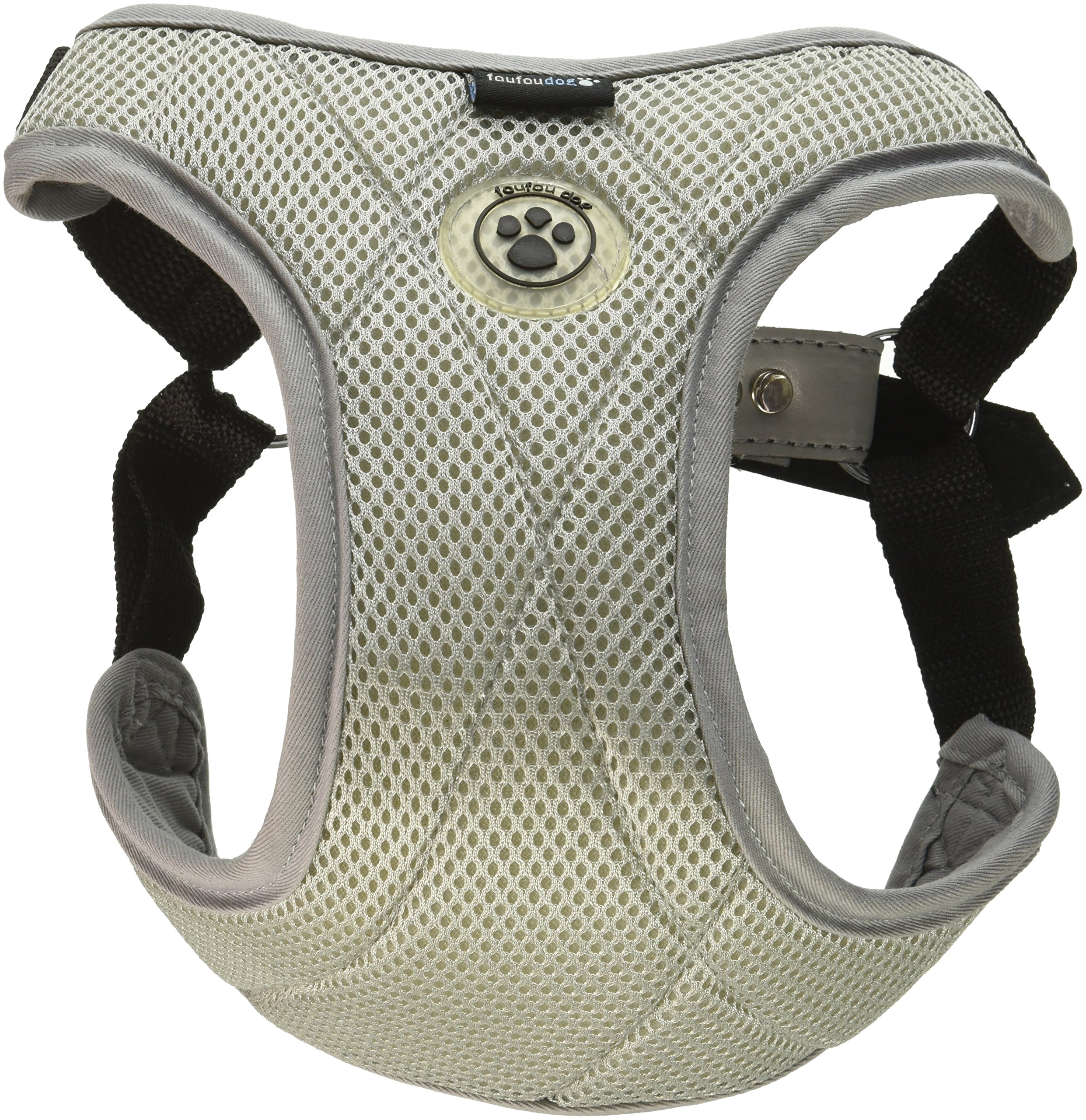 FouFou Dog Founess Classic Harness for Large Dogs - Adjustable Pet Vest, Breathable Mesh, Reflective Strips (Gray, 2 X-Large) - Perfect for Walking, Hiking & Outdoor Adventures