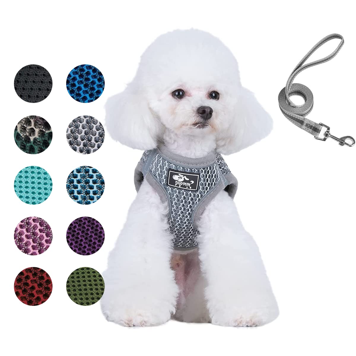 Escape-Proof Adjustable Reflective Dog & Cat Harness with Leash - Soft Mesh Comfort Fit for Small & Medium Pets - No Pull No Choke Design (Grey, Medium) - Perfect for Walking, Training & Outdoor Adventures