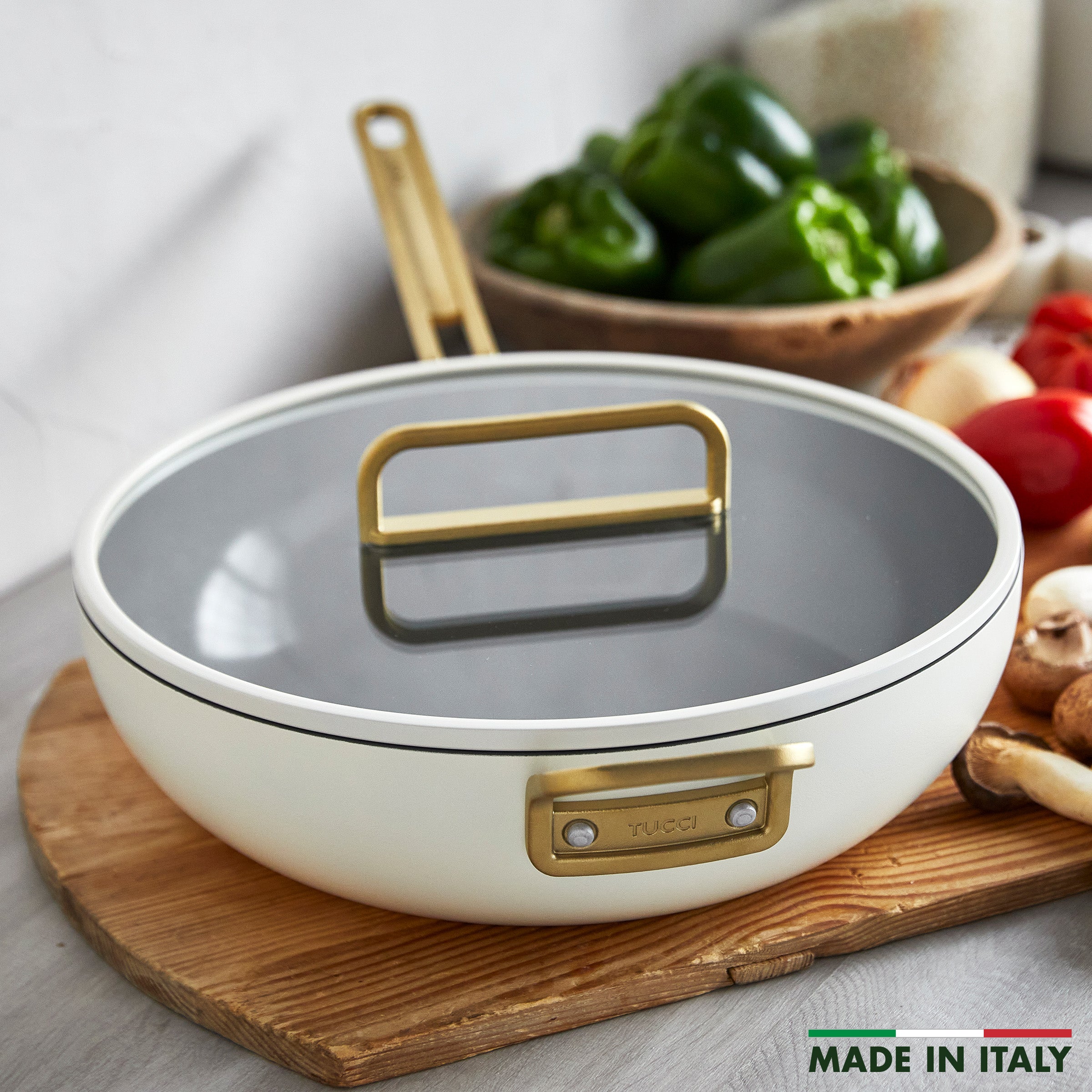 Stanley Tucci™ Ceramic Nonstick 6.5 Quart Essential Stanley Pan - Carrara White | Durable & Eco-Friendly Cookware for Sauteing, Frying & Baking | Perfect for Home Chefs & Healthy Cooking