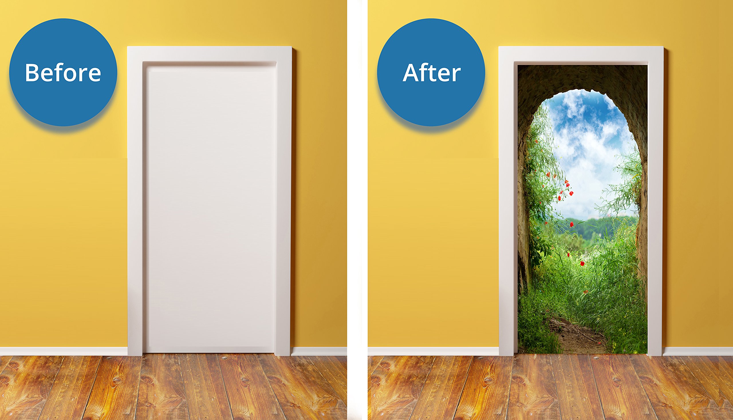 Windowpix DoorPix 36x80 Tuscan Stone Tunnel View Door Mural - Matte Peel & Stick Wallpaper - Bubble-Free Application, Easy to Clean, Durable Home Decor - Perfect for Living Room, Bedroom, or Office Entrance
