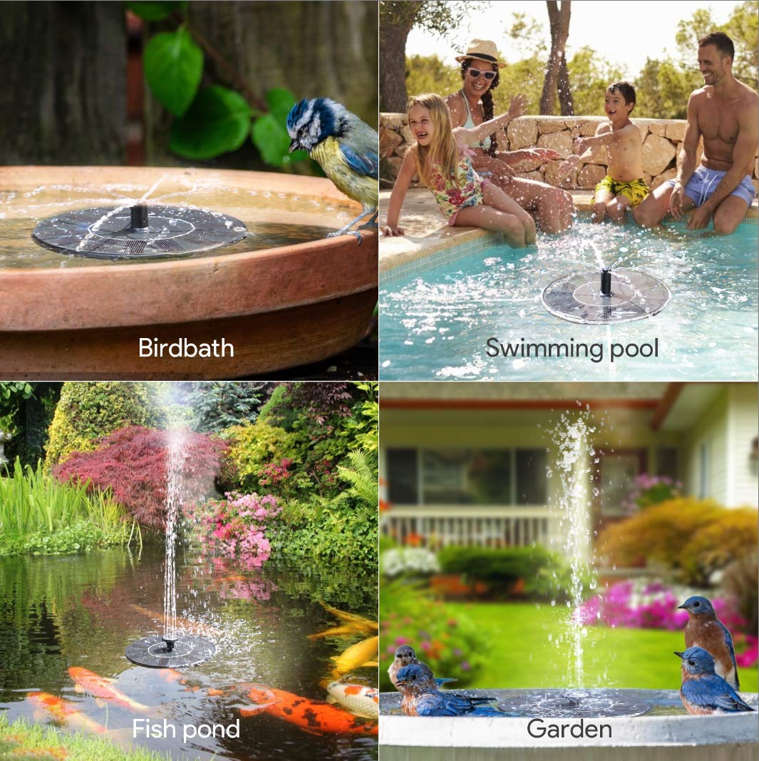 Solar Powered Floating Water Fountain Pump - 1W Solar Bird Bath Fountain for Garden, Pond, Pool & Outdoor Decor | Perfect for Attracting Birds & Enhancing Outdoor Spaces