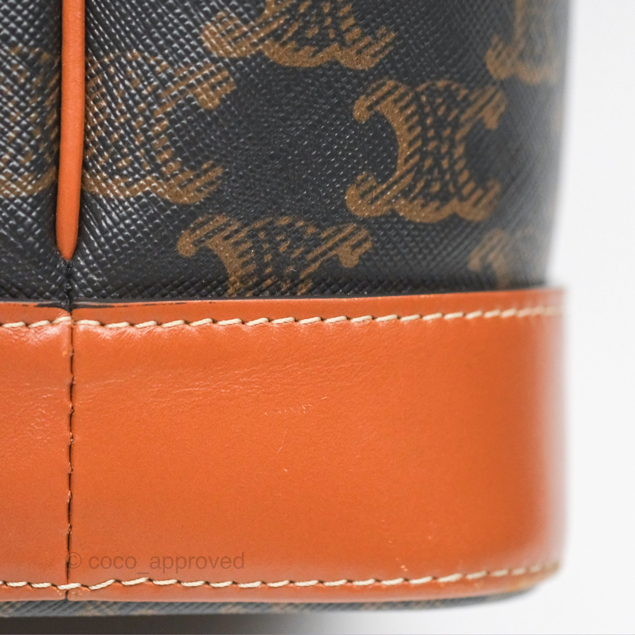 Celine Small Bucket Bag Triomphe Canvas in Tan Calfskin Leather - Perfect for Everyday Use, Work & Travel