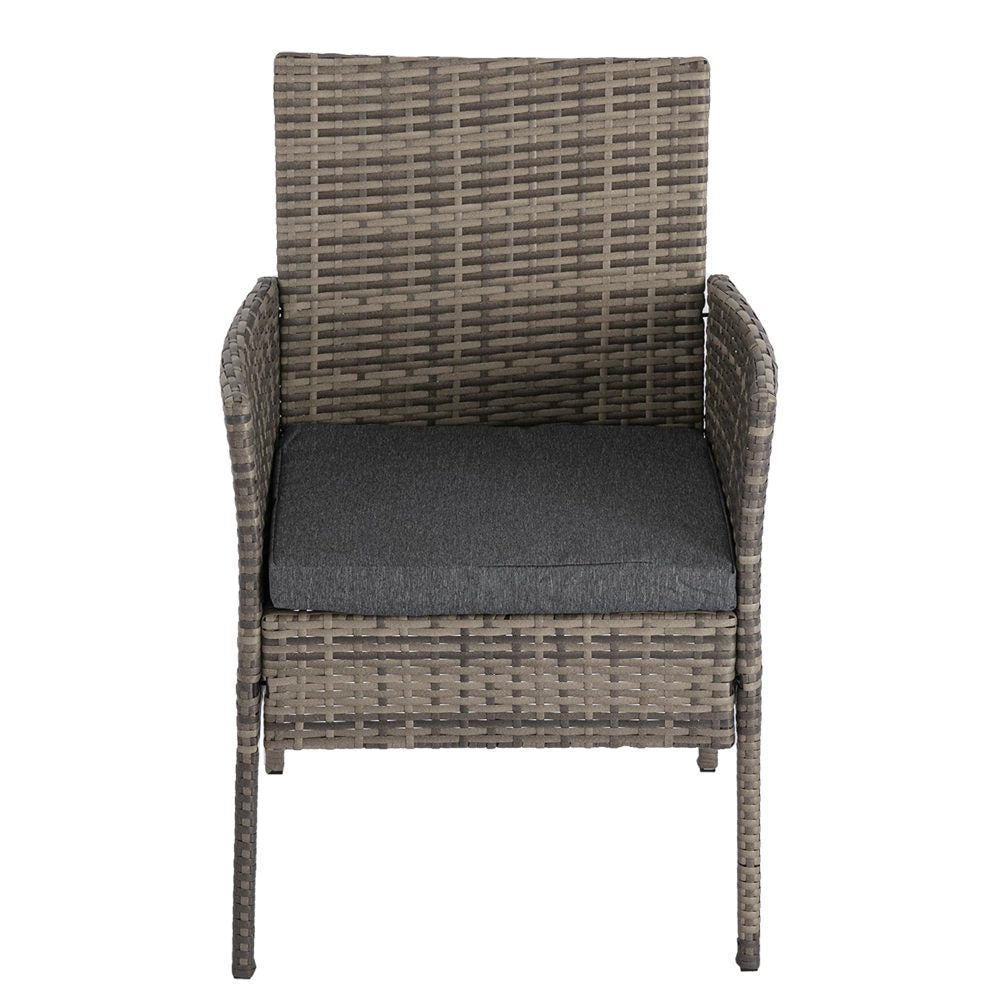 2-Piece PE Rattan Outdoor Patio Furniture Set with Table - Mixed Gray - Perfect for Garden, Balcony, and Poolside Relaxation