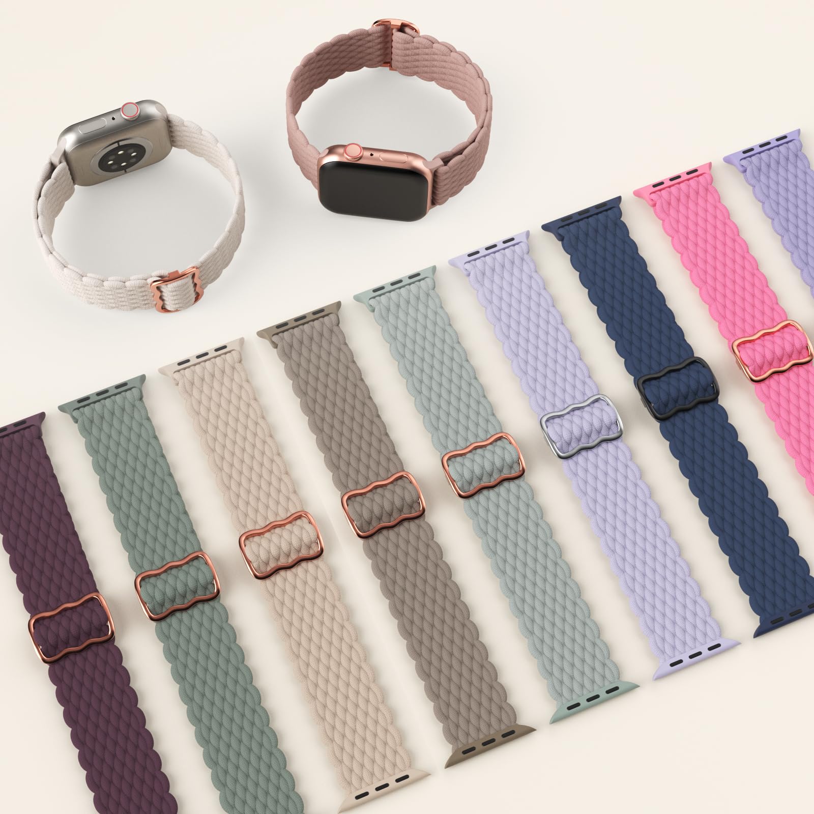 Braided Solo Loop Watch Band Compatible with Apple Watch 38mm 40mm 41mm 42mm 44mm 45mm 49mm - Stretchy Nylon Elastic Sport Strap for iWatch Ultra Series 9/8/7/SE/6/5/4/3/2/1 - Unisex Design for Men & Women - Perfect for Workouts, Running, Swimming & Everyday Wear