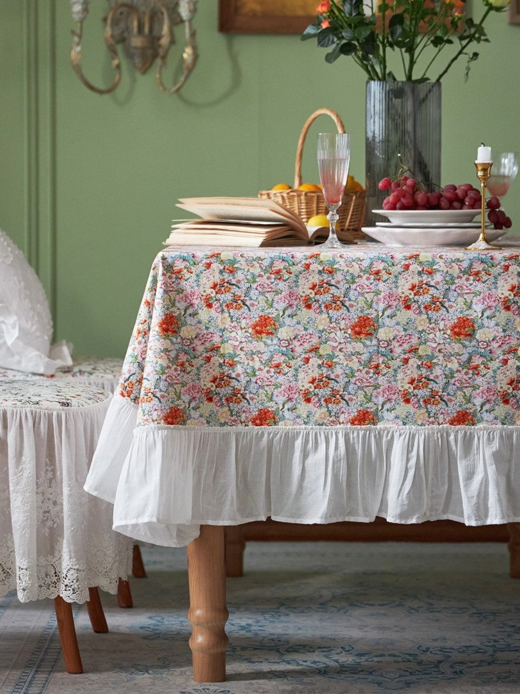 Extra Large Rectangle Tablecloth for Dining Room Table - Natural Spring Flower Farmhouse Cotton Table Cover with Floral Pattern, Perfect for Round or Square Tables - Ideal for Parties, Weddings, and Everyday Dining Decor