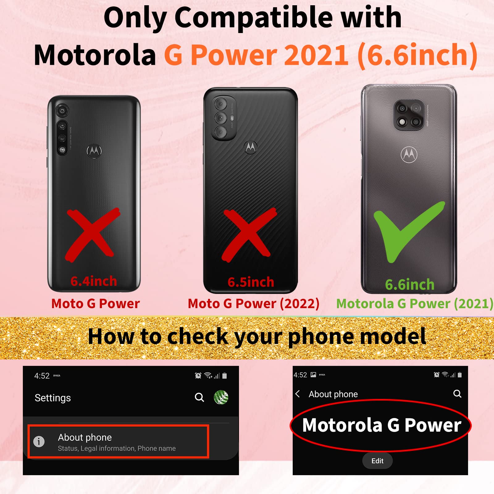 3-in-1 Luxury Heart Pattern Phone Case for Motorola Moto G Power 2021 (6.6 Inch) - Cute Aesthetic Love Design with Screen Protector & Chain - Perfect Gift for Women & Girls | Everyday Protection & Stylish Accessory
