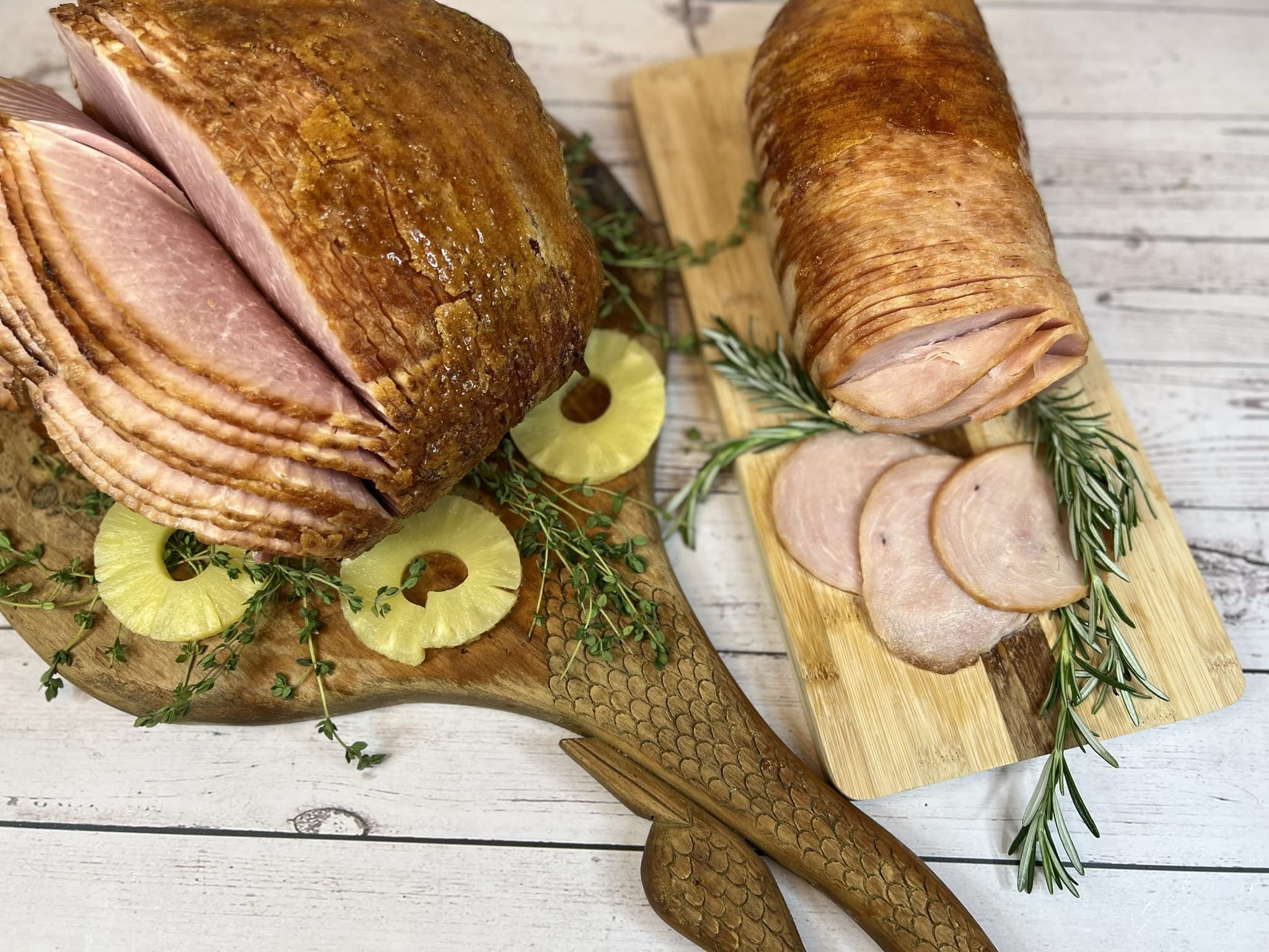 Holiday Ham Combo - Honey Glazed Spiral Sliced Gourmet Ham (8 lb) & Turkey Breast (4 lb) | Perfect for Easter, Christmas & Family Gatherings | Serves 16-18 People