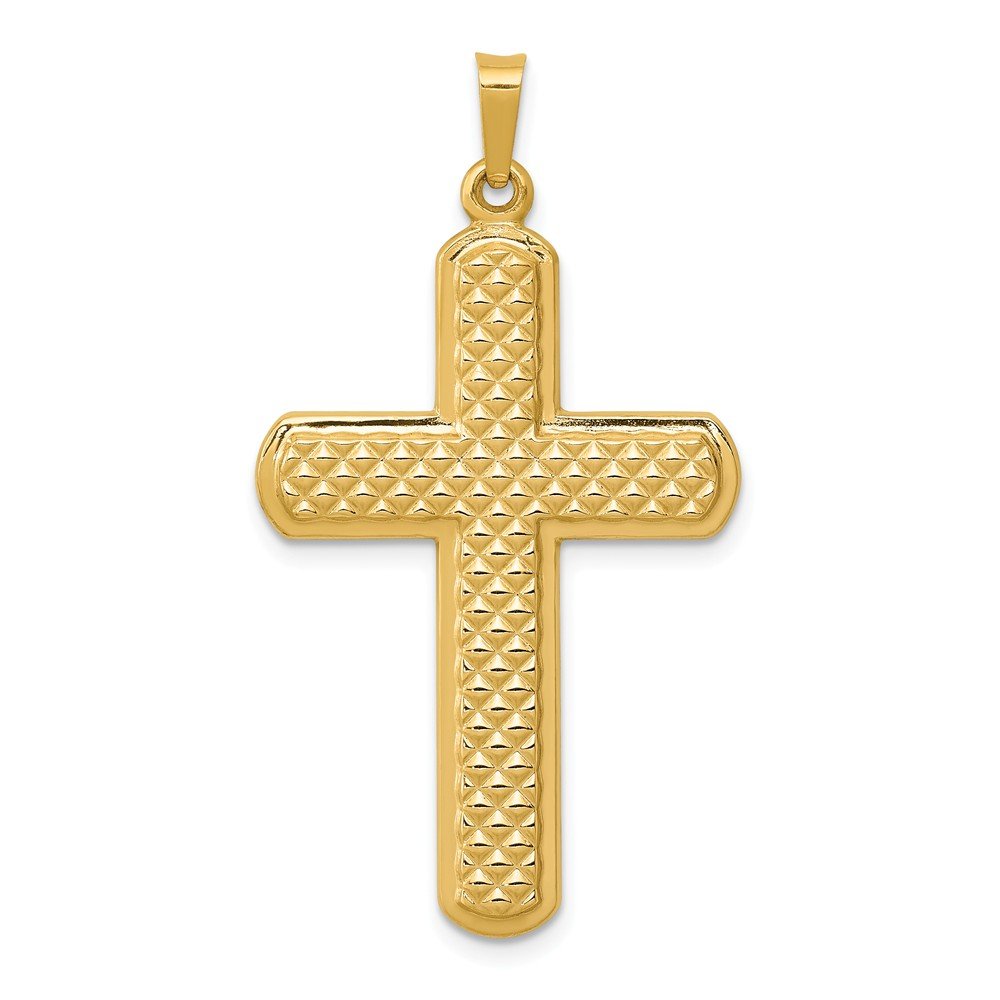 14k Gold Hollow Cross Pendant - Elegant Jewelry for Gifts & Faith