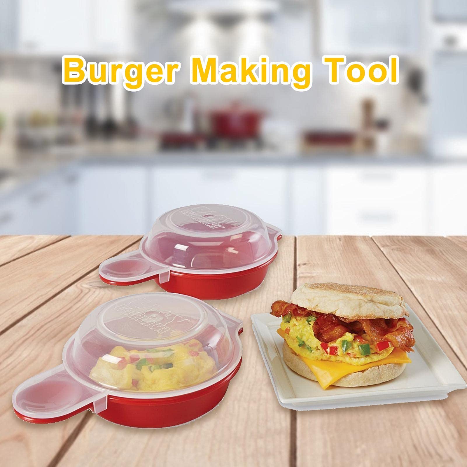Microwave Egg Cooker - 1 Minute Fast Egg Sandwich & Omelet Maker - Easy Breakfast Tool for Cheese Egg Hamburg & Omelets - Perfect for Quick Meals, Office Lunches & Healthy Cooking