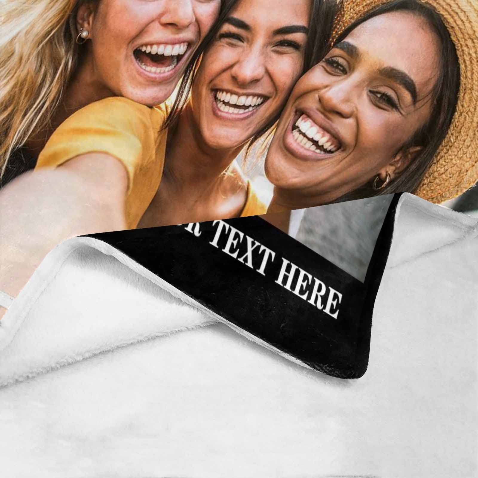Custom Photo Blanket with Text - Personalized Sister & Best Friend Gift - Birthday Present for Her - Cozy Throw for Bedroom, Couch & Travel